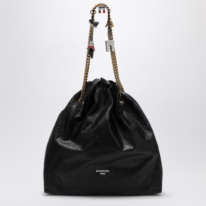 Balenciaga Crush Media black leather tote bag