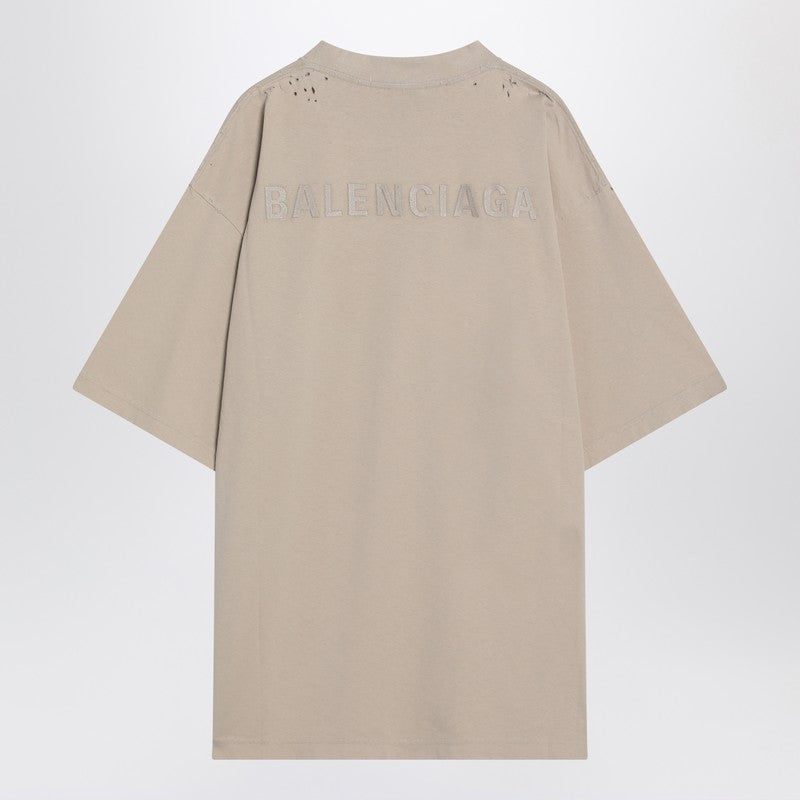 Beige New Balenciaga Back Medium Fit T-shirt