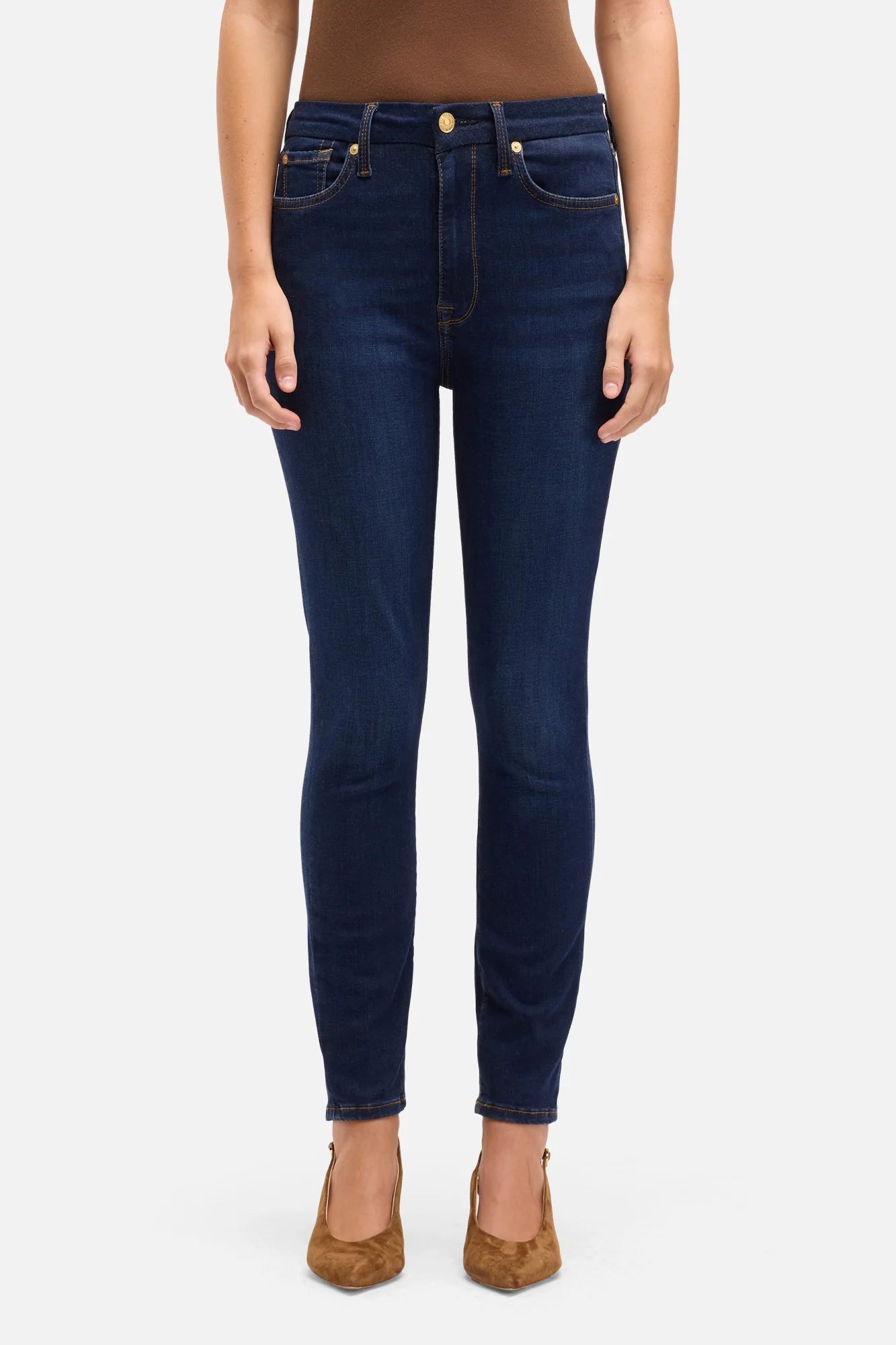 7 For All Mankind High Waist Ankle Skinny in Slim Illusion