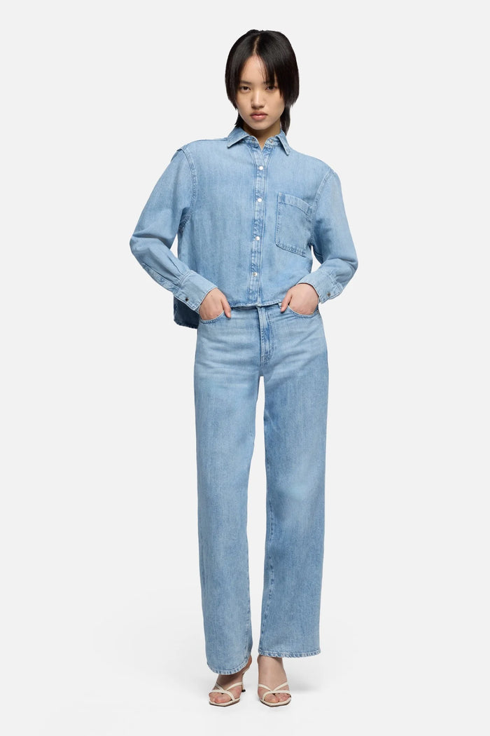 7 For All Mankind Stovepipe Straight in Indigo Linen