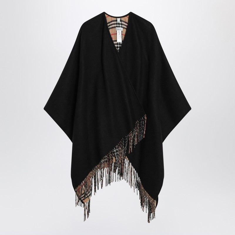 Burberry Black wool cape with Check pattern
