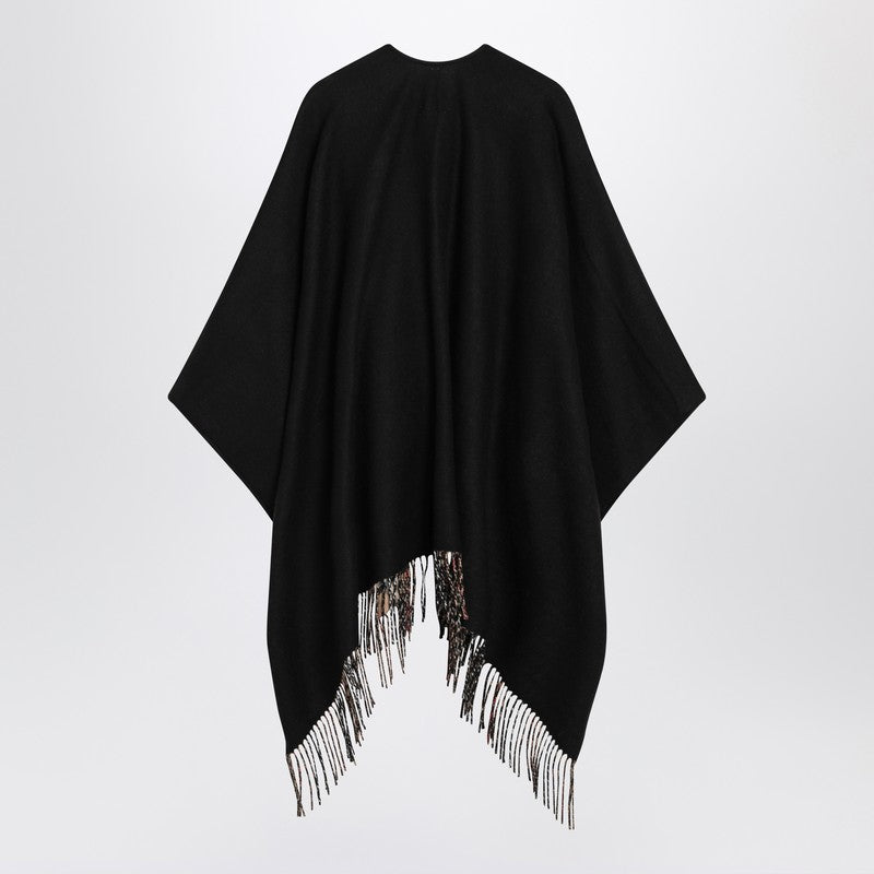 Burberry Black wool cape with Check pattern
