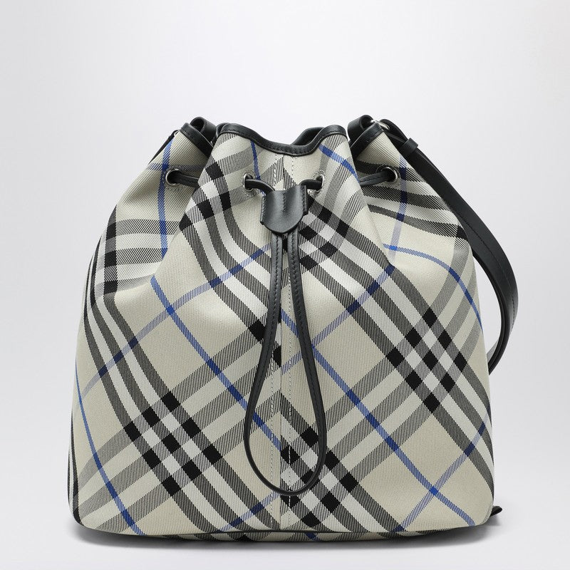 Burberry Medium bucket bag with Lichen-colour Check pattern