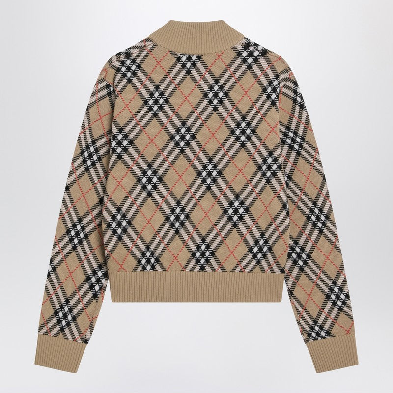 Burberry Check wool zip-up cardigan