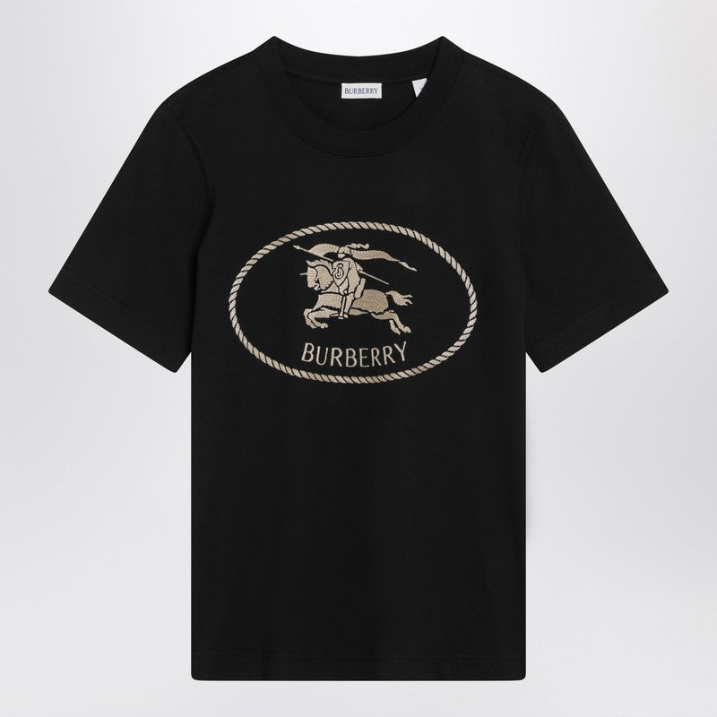 Burberry Black T-shirt with Equestrian Knight Design