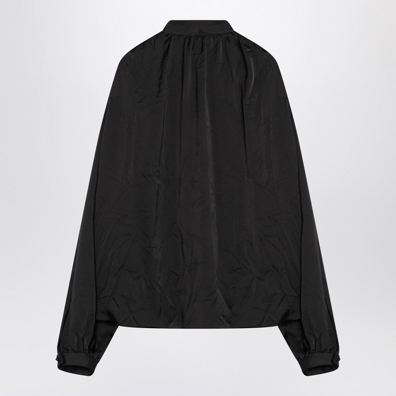 Balenciaga Black satin blouse with bow