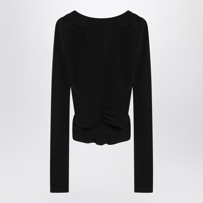 Saint Laurent Black ruffled blouse in silk
