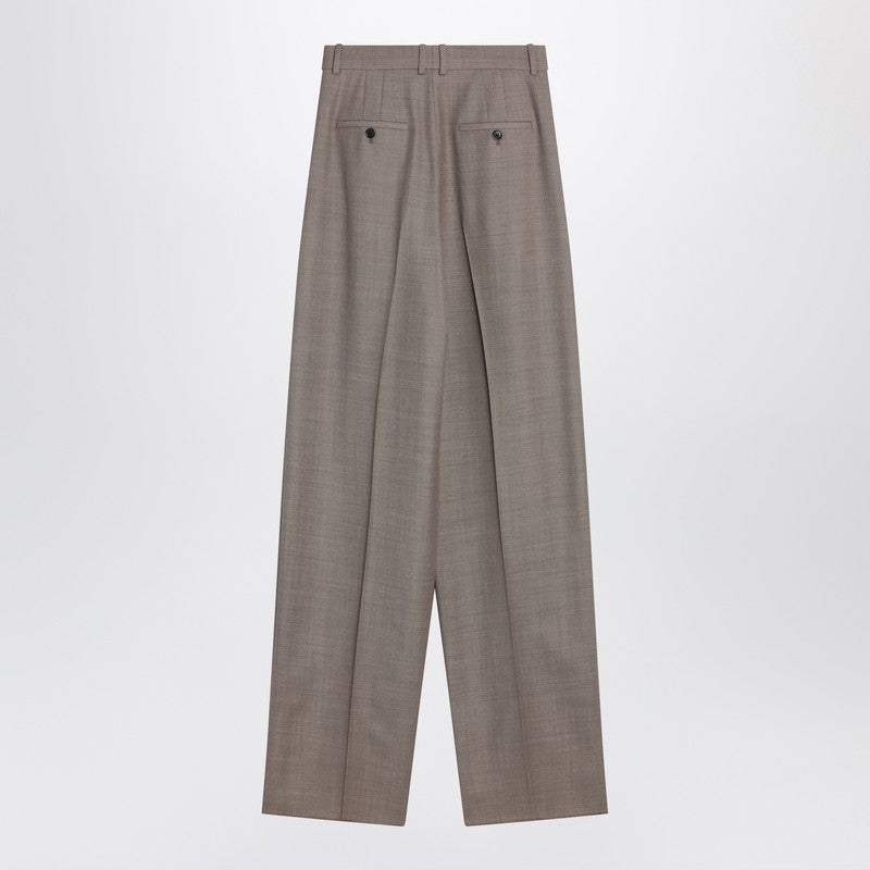 Saint Laurent Wide taupe beige wool trousers
