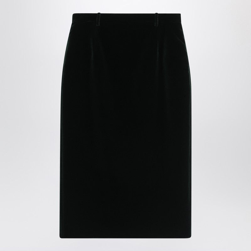 Saint Laurent Green velvet wrap midi skirt