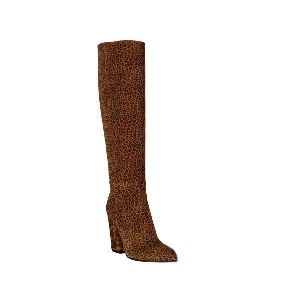 Leopard-Print Leather Boots