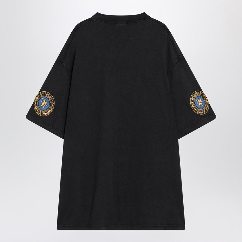 Balenciaga Faded black dry fleece Uniform Merch T-shirt