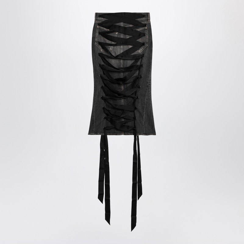 Balenciaga Skirt with laces in smoky grey denim
