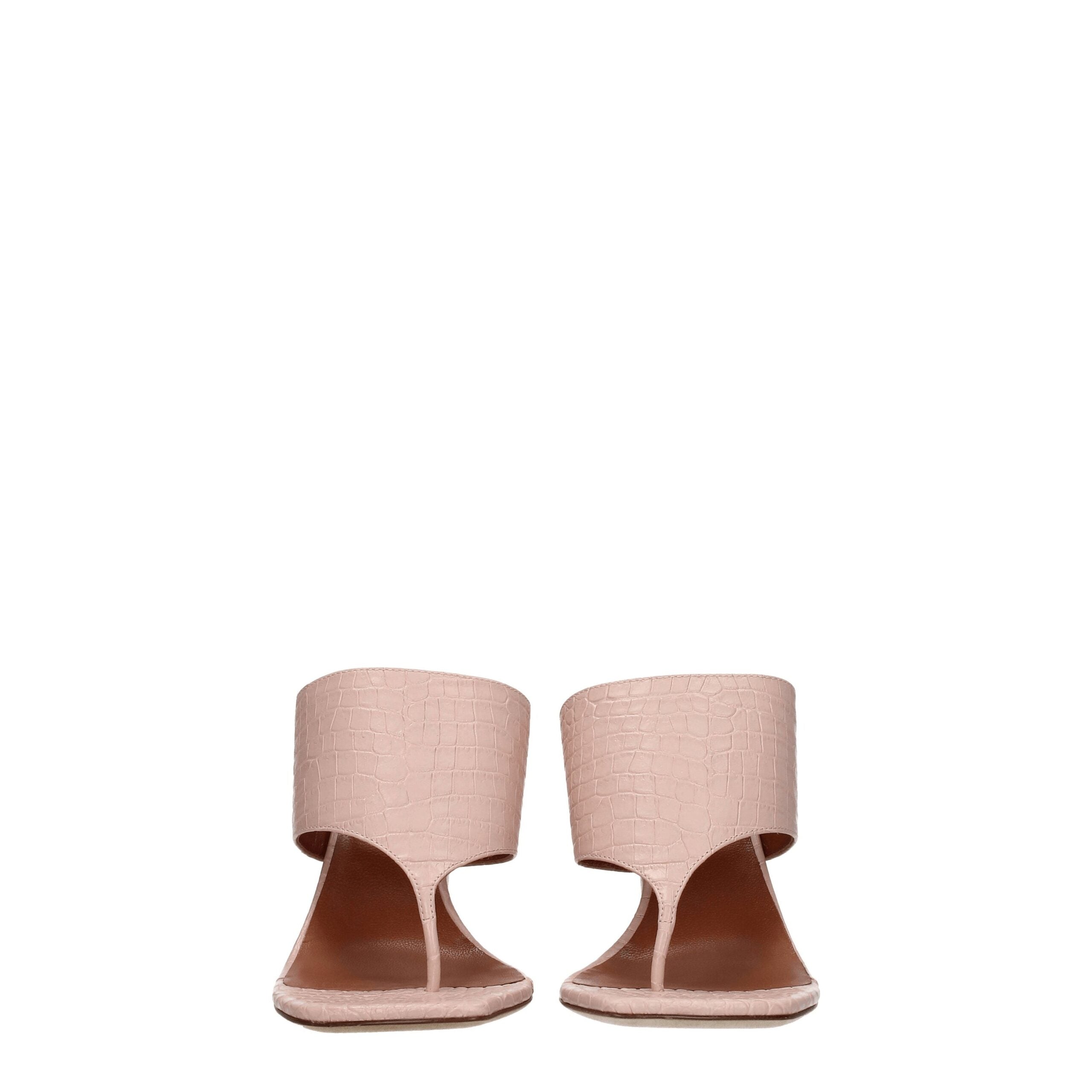Pink Leather Stiletto Heels Sandals