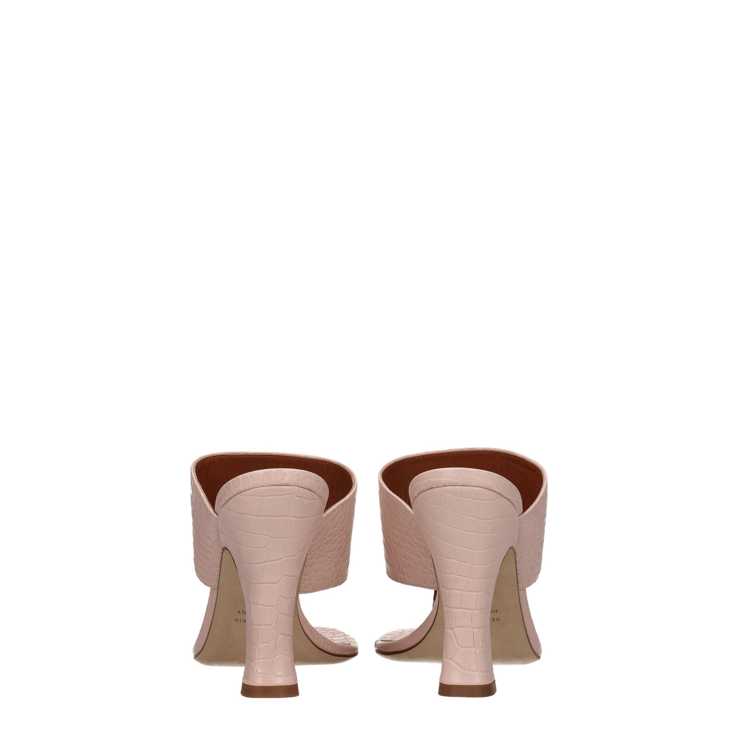 Pink Leather Stiletto Heels Sandals
