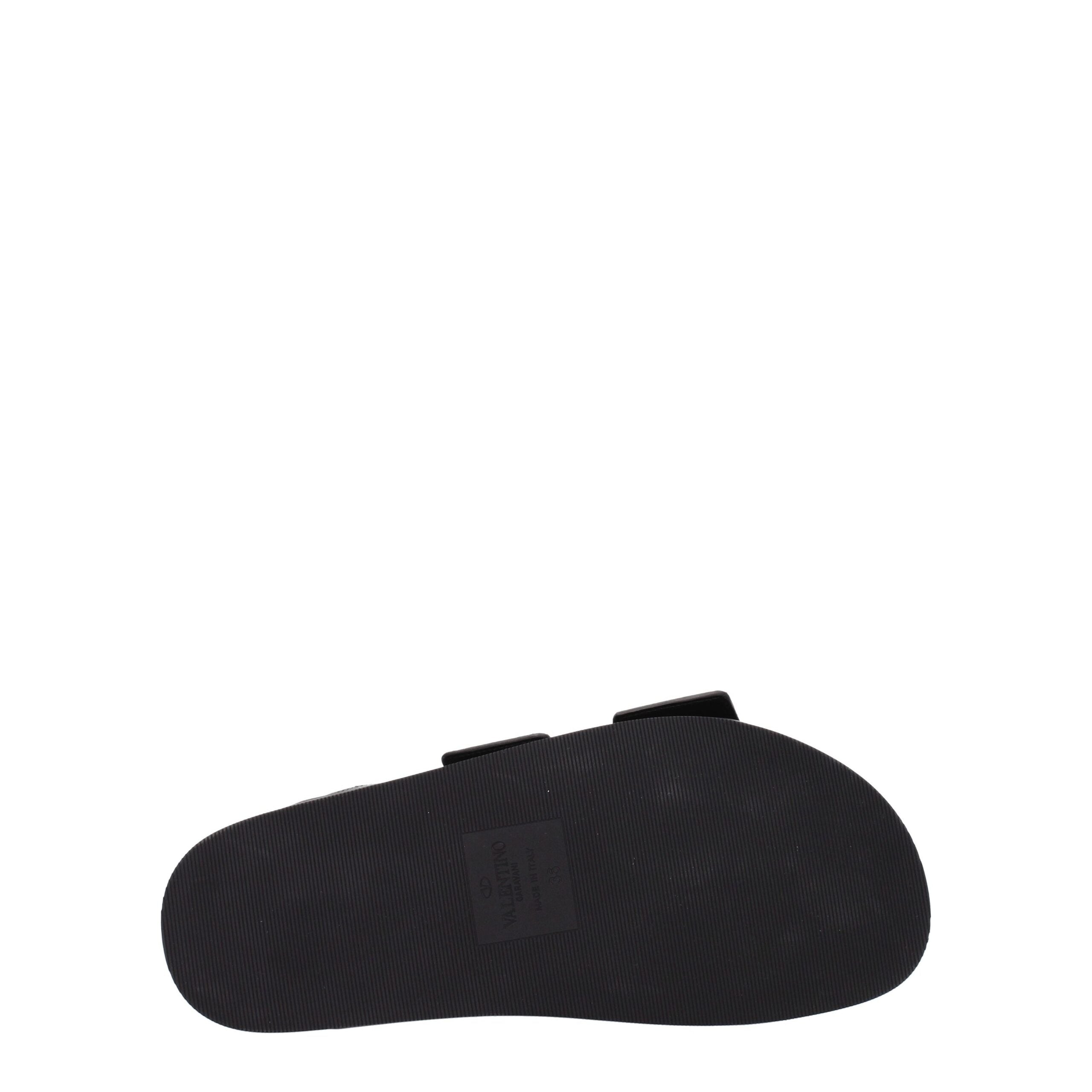 Black Leather Slippers Sandals