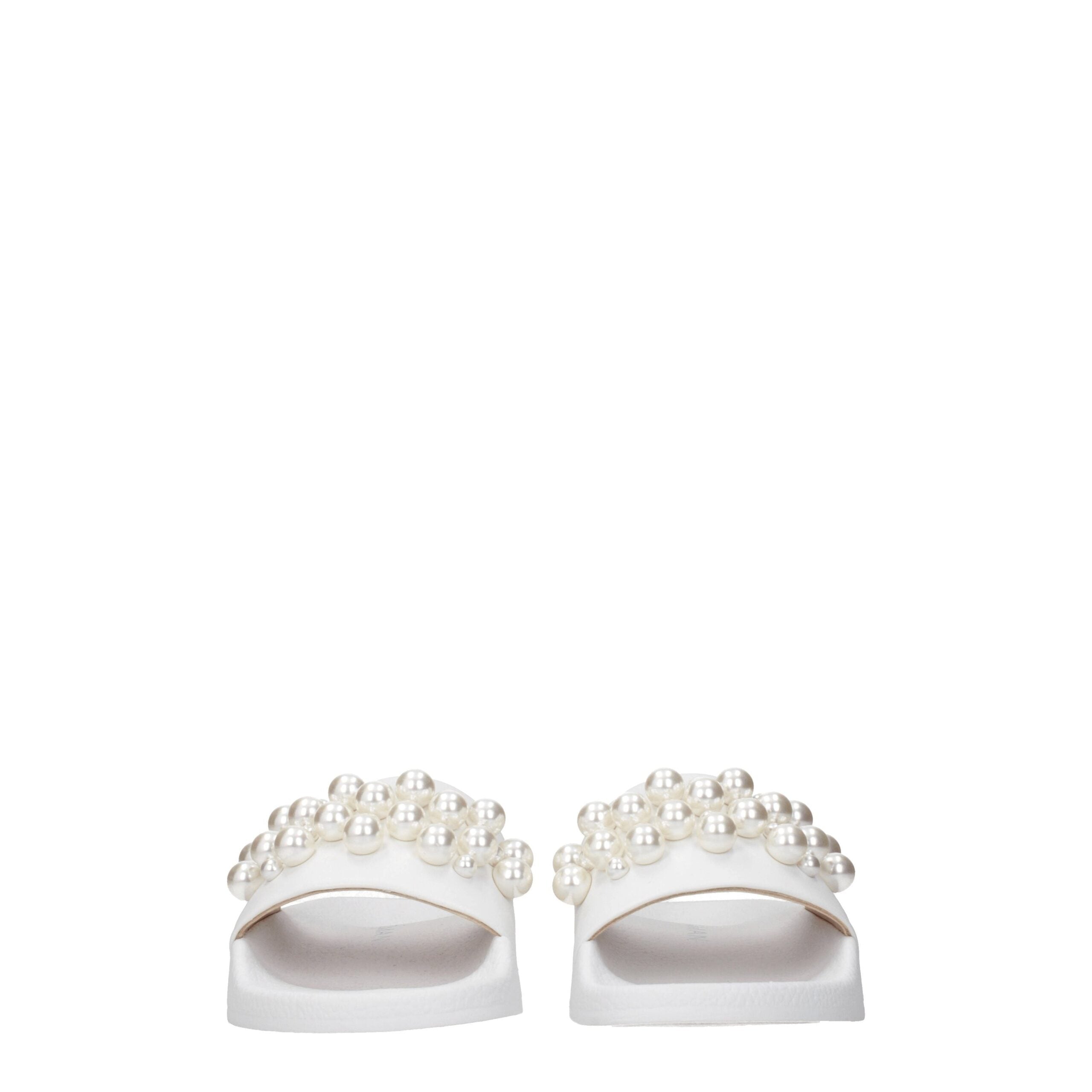 White Leather Slippers Sandals
