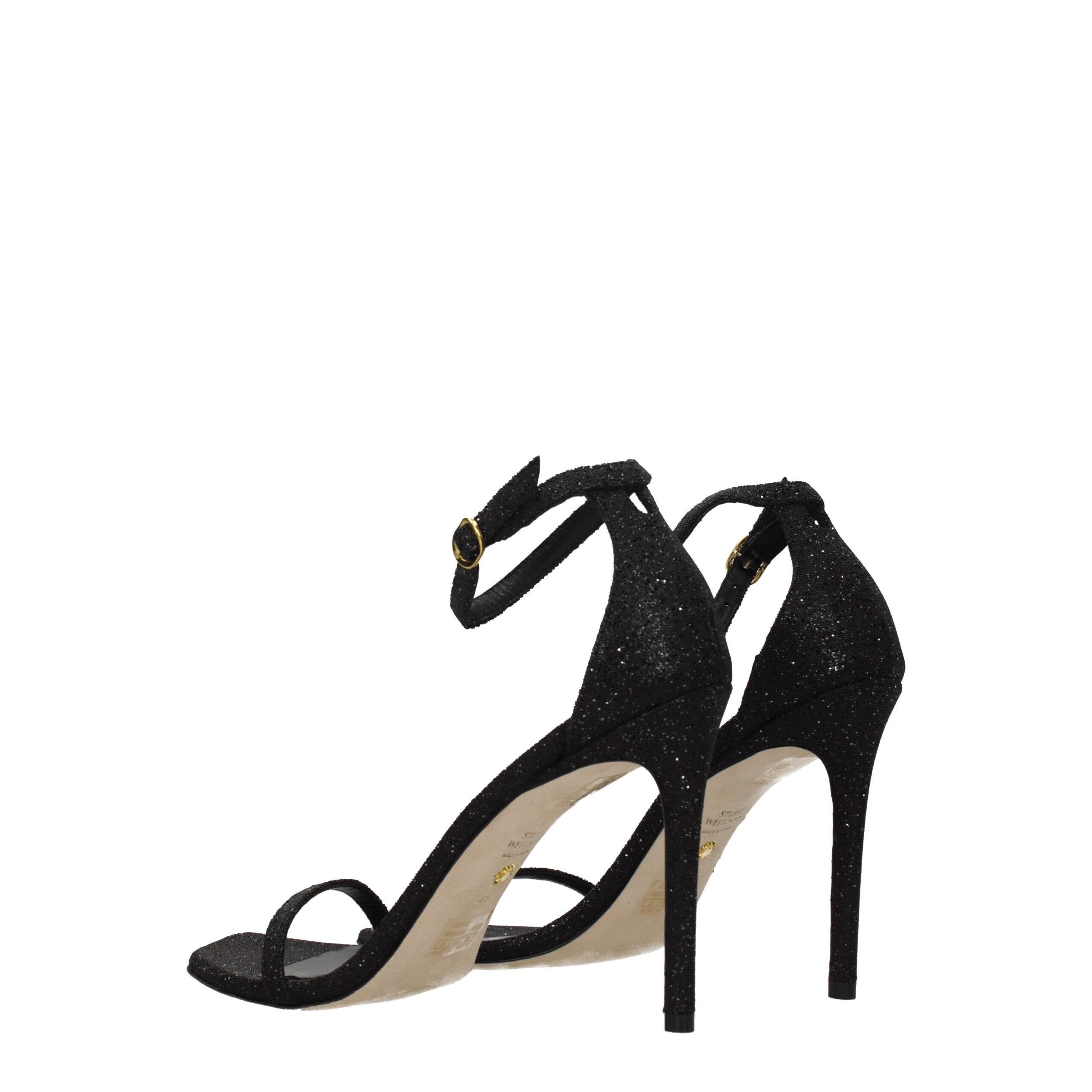 Black Crystals Stiletto Heels Sandals