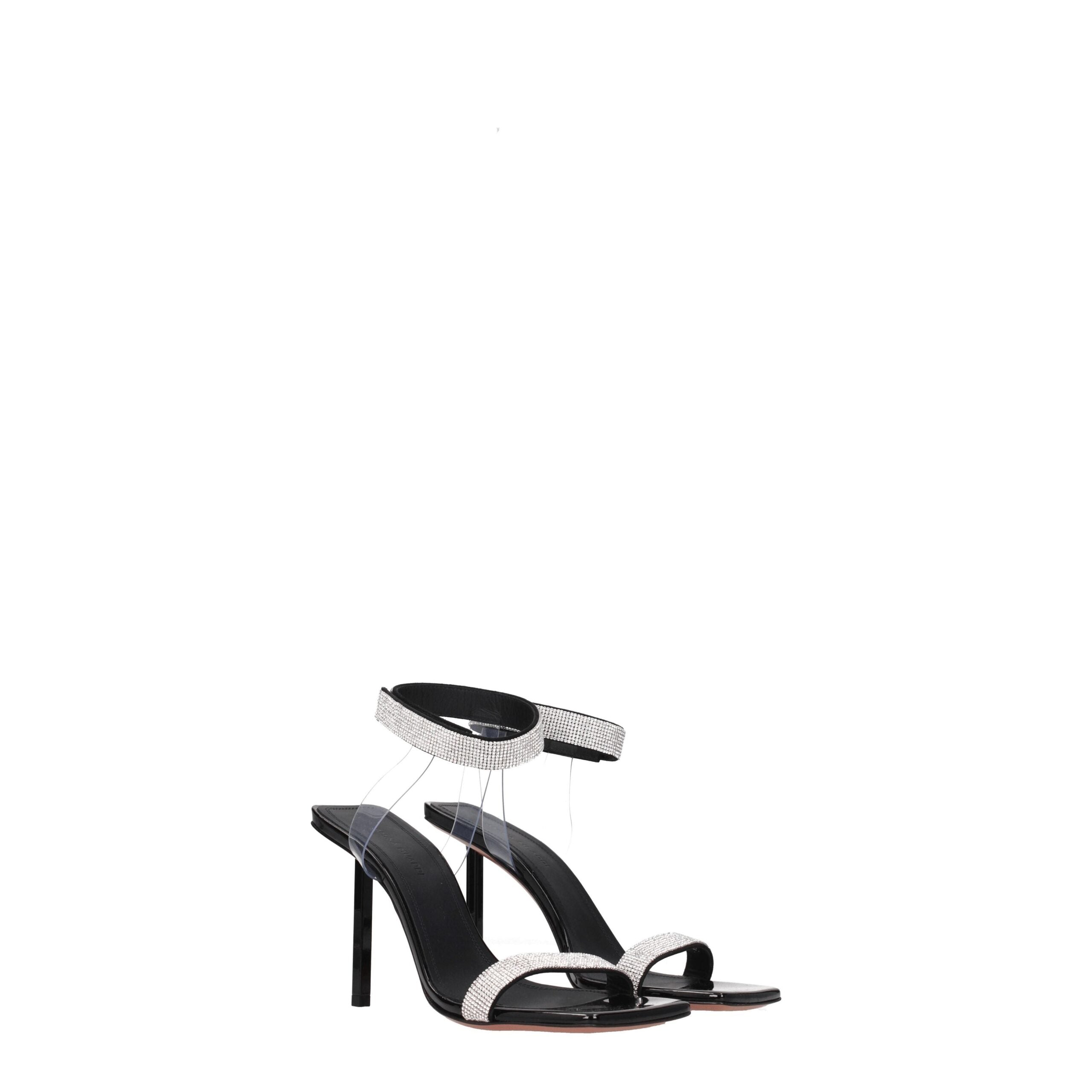 Black Crystals Stiletto Heels Sandals
