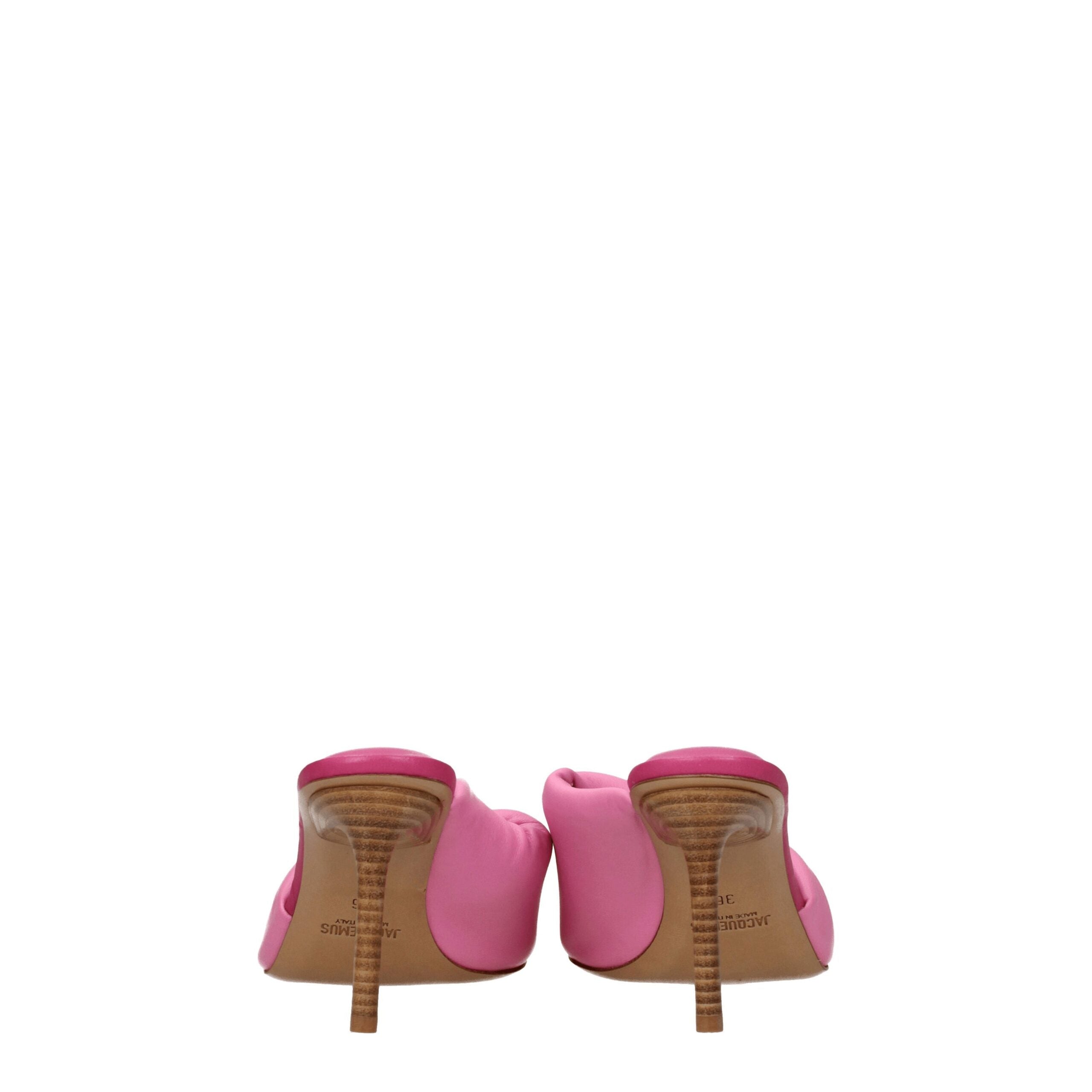 Pink Leather Stiletto Heels Sandals