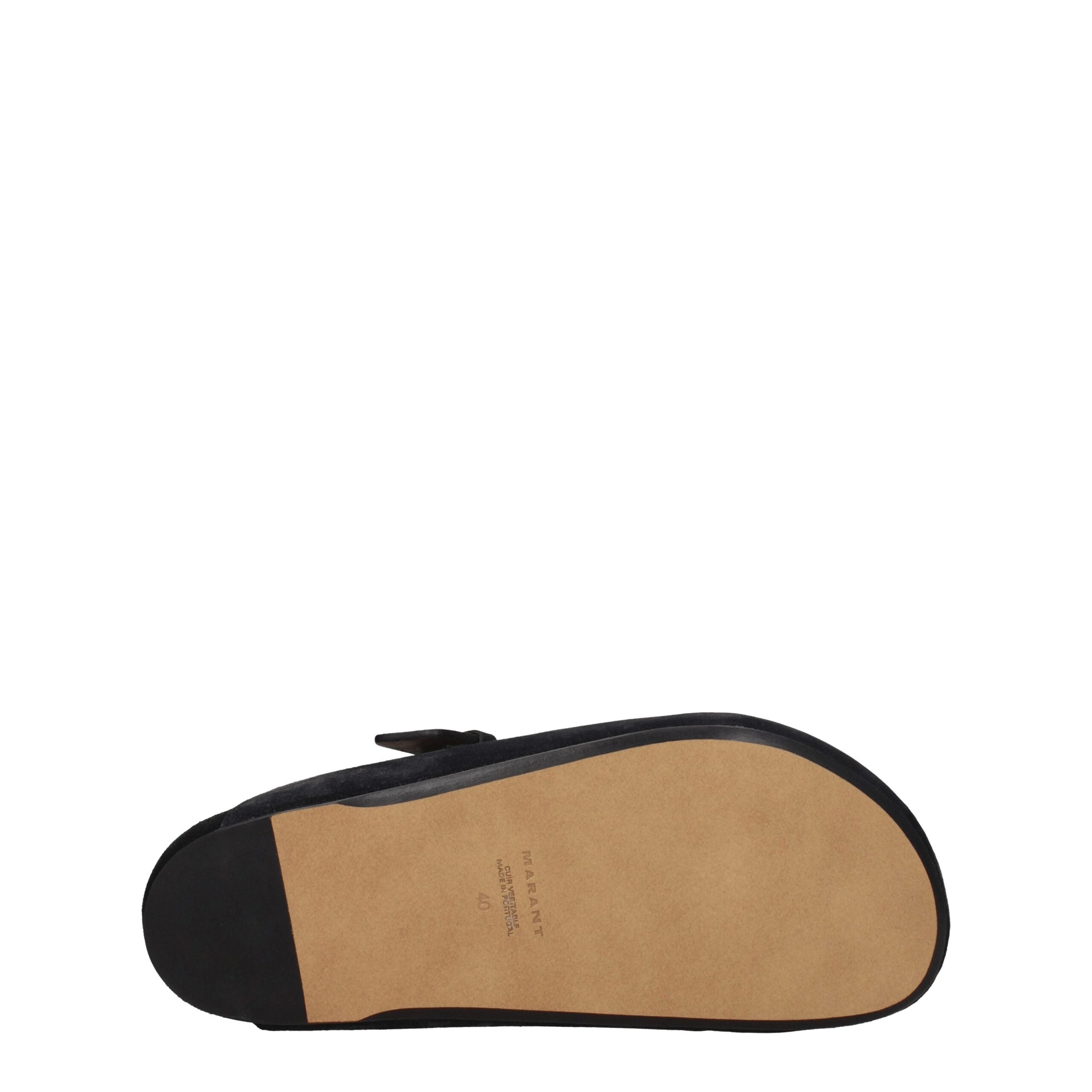 Black Leather Slippers Sandals