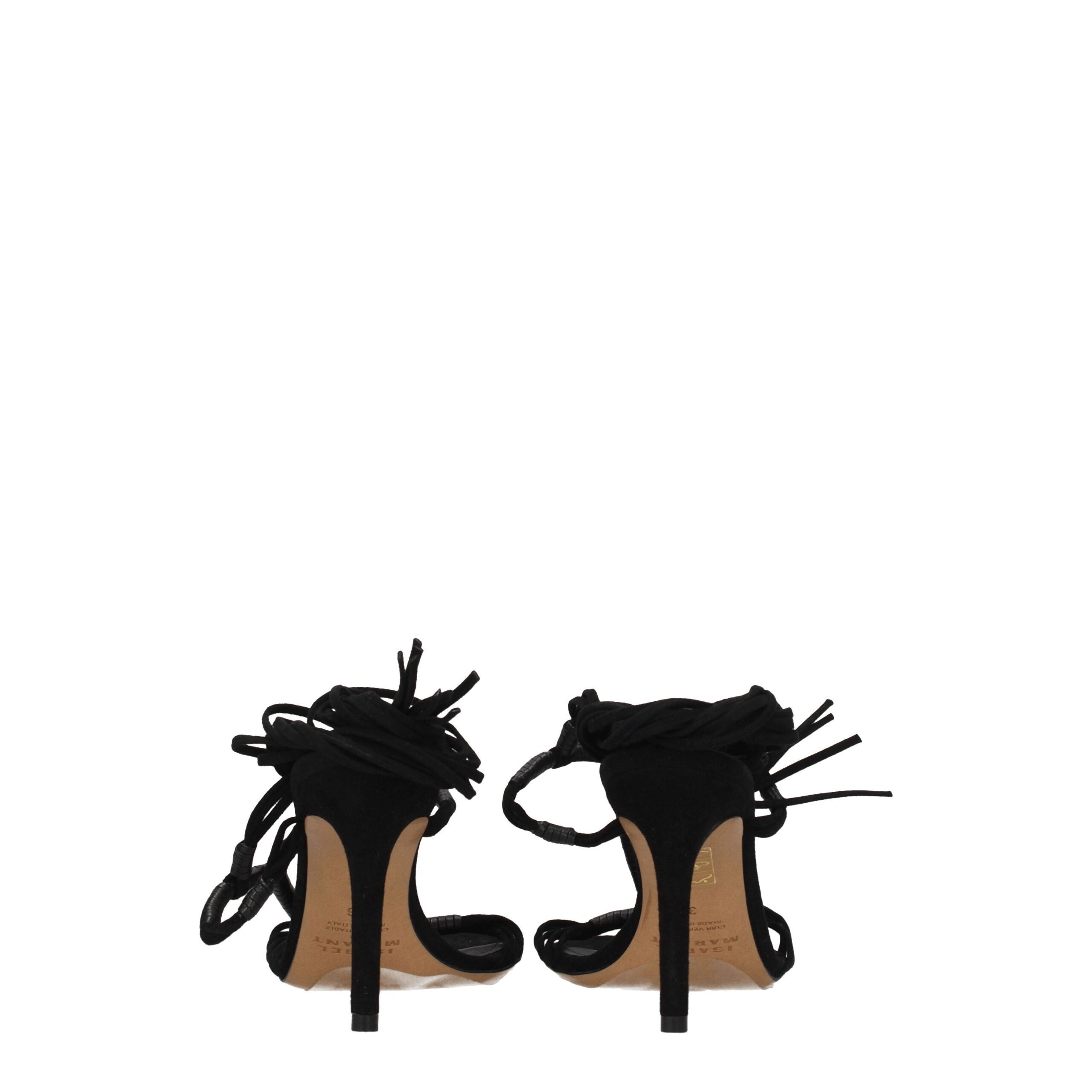 Black Leather Stiletto Heels Sandals