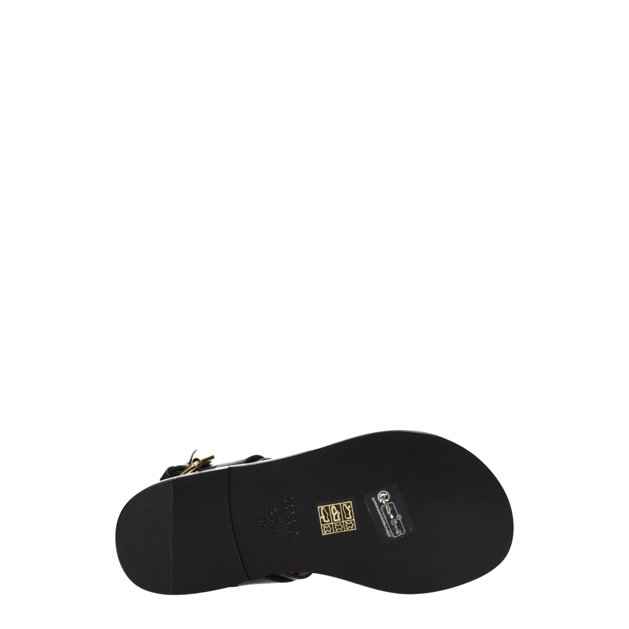 Black Leather Flip-Flop Sandals