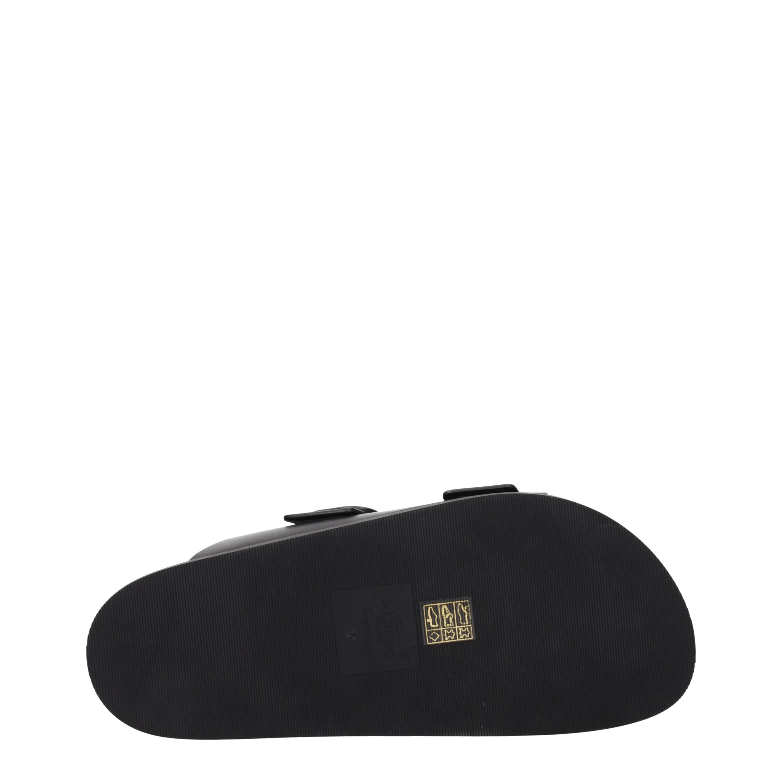 Black Leather Slippers Sandals