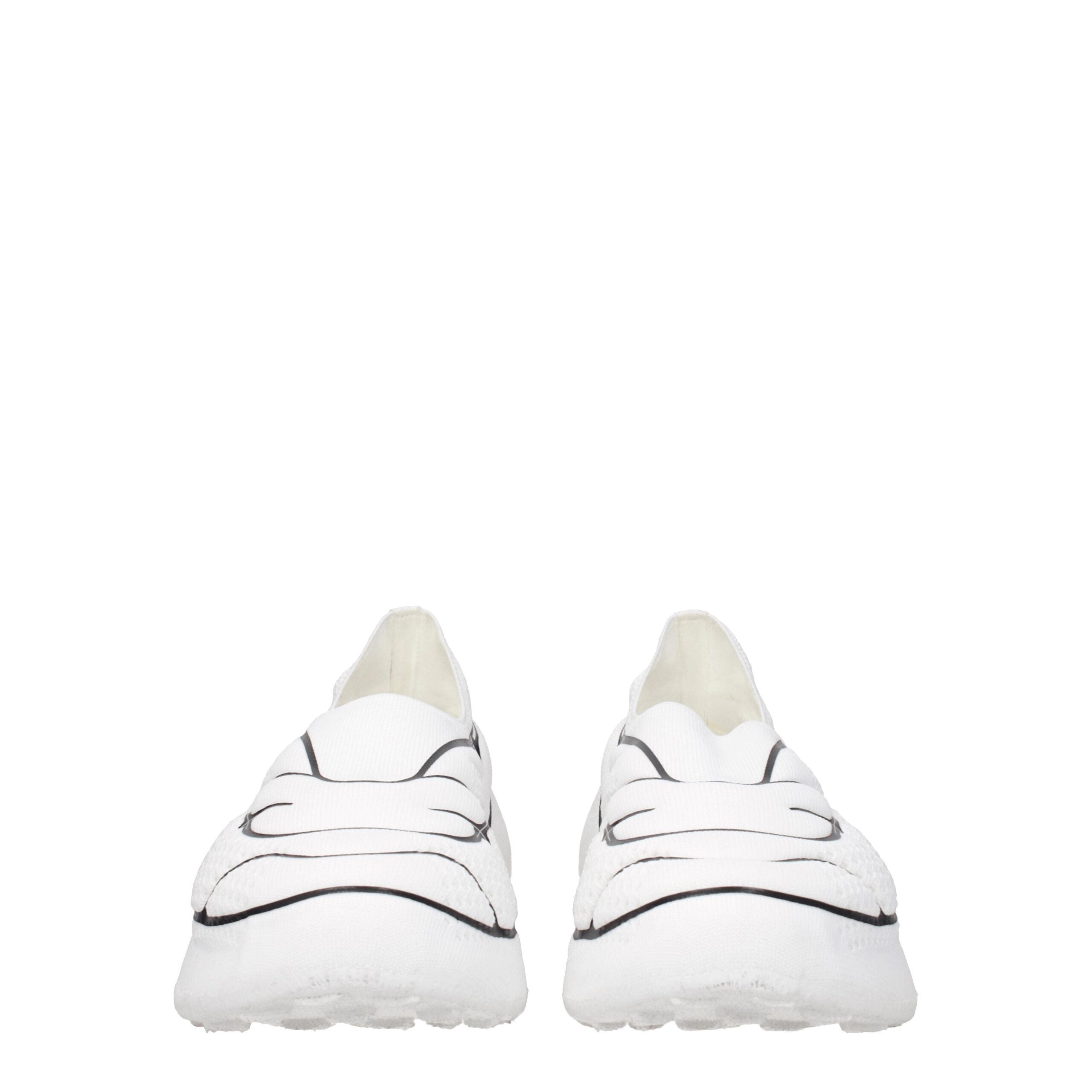 White Fabric Low Tops