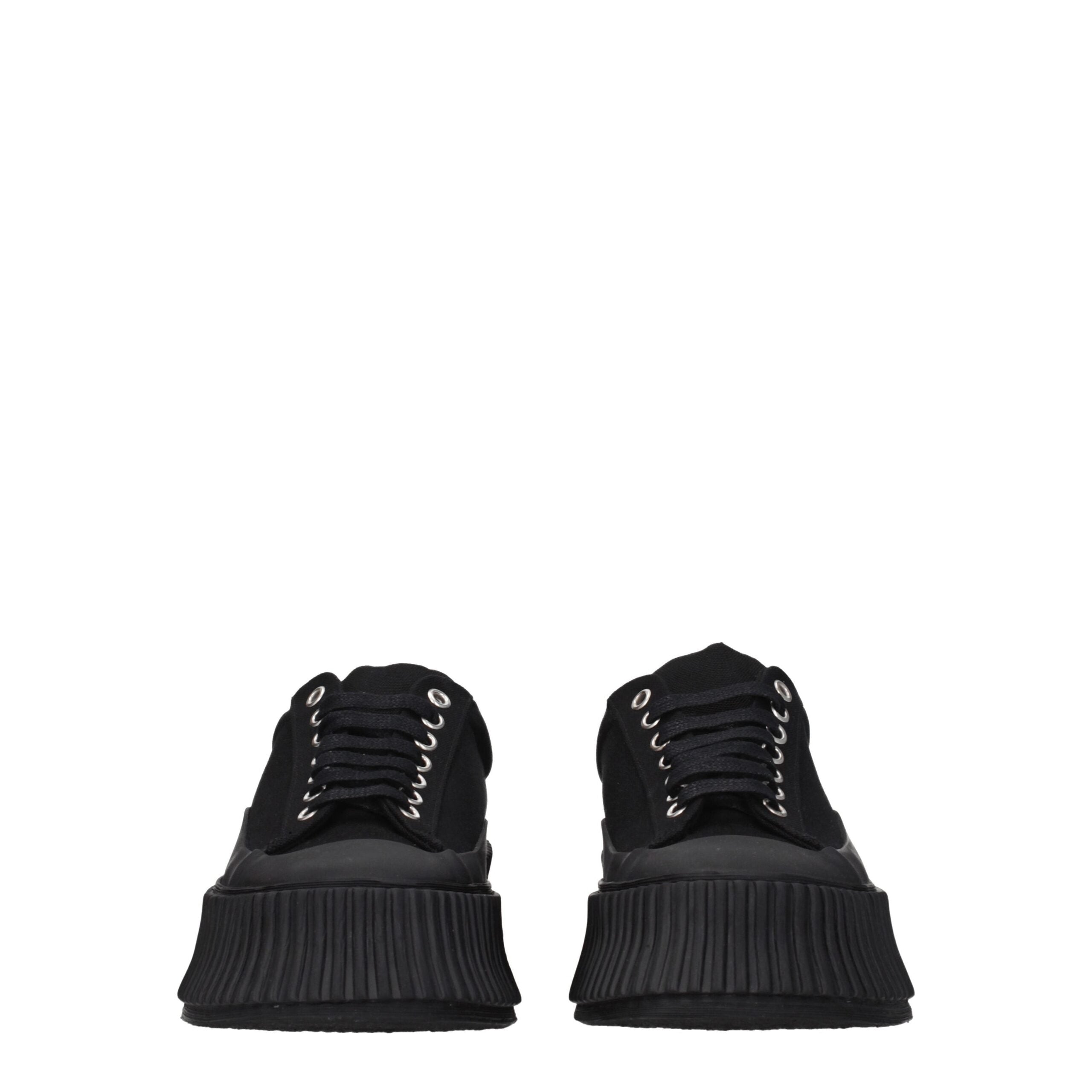 Black Fabric Chunky Sneakers