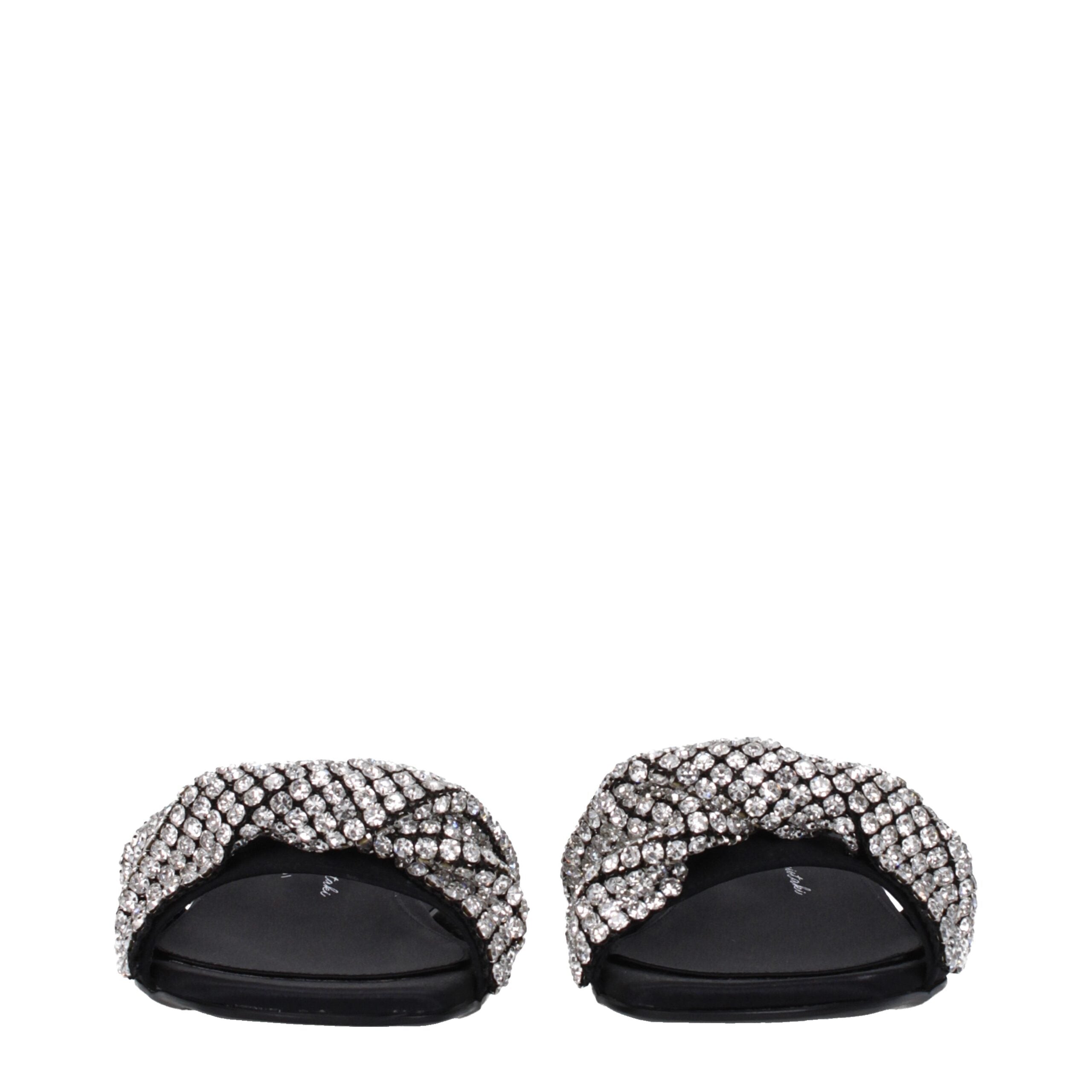 Black Satin Slippers Sandals