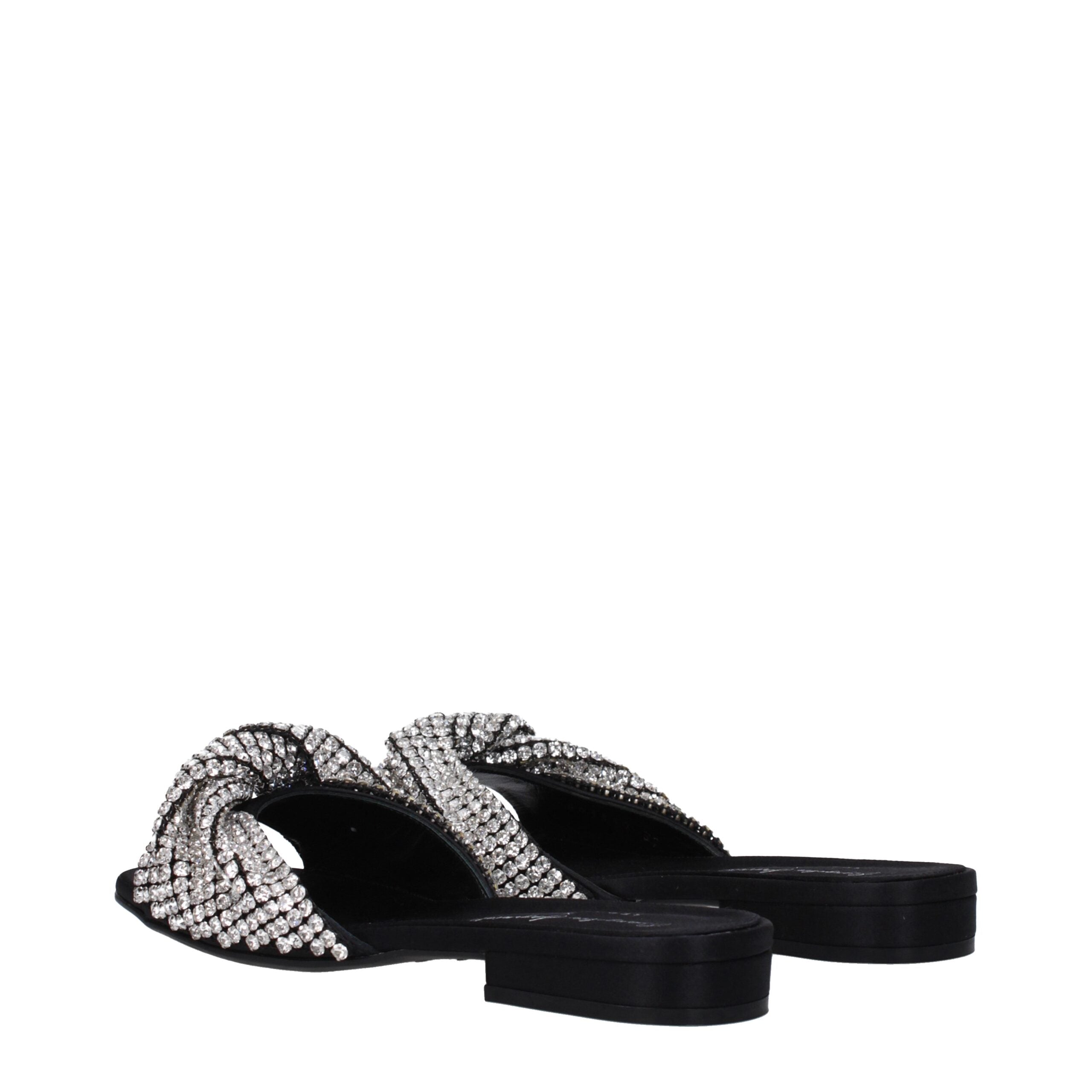 Black Satin Slippers Sandals