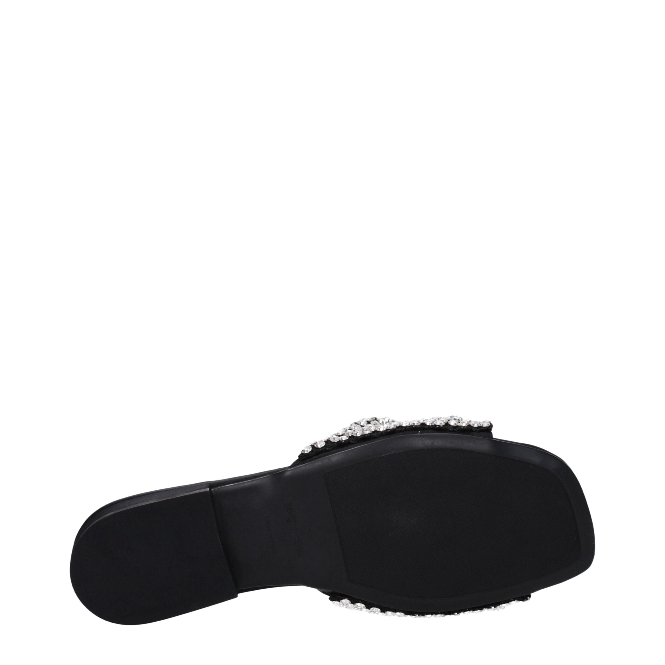 Black Satin Slippers Sandals