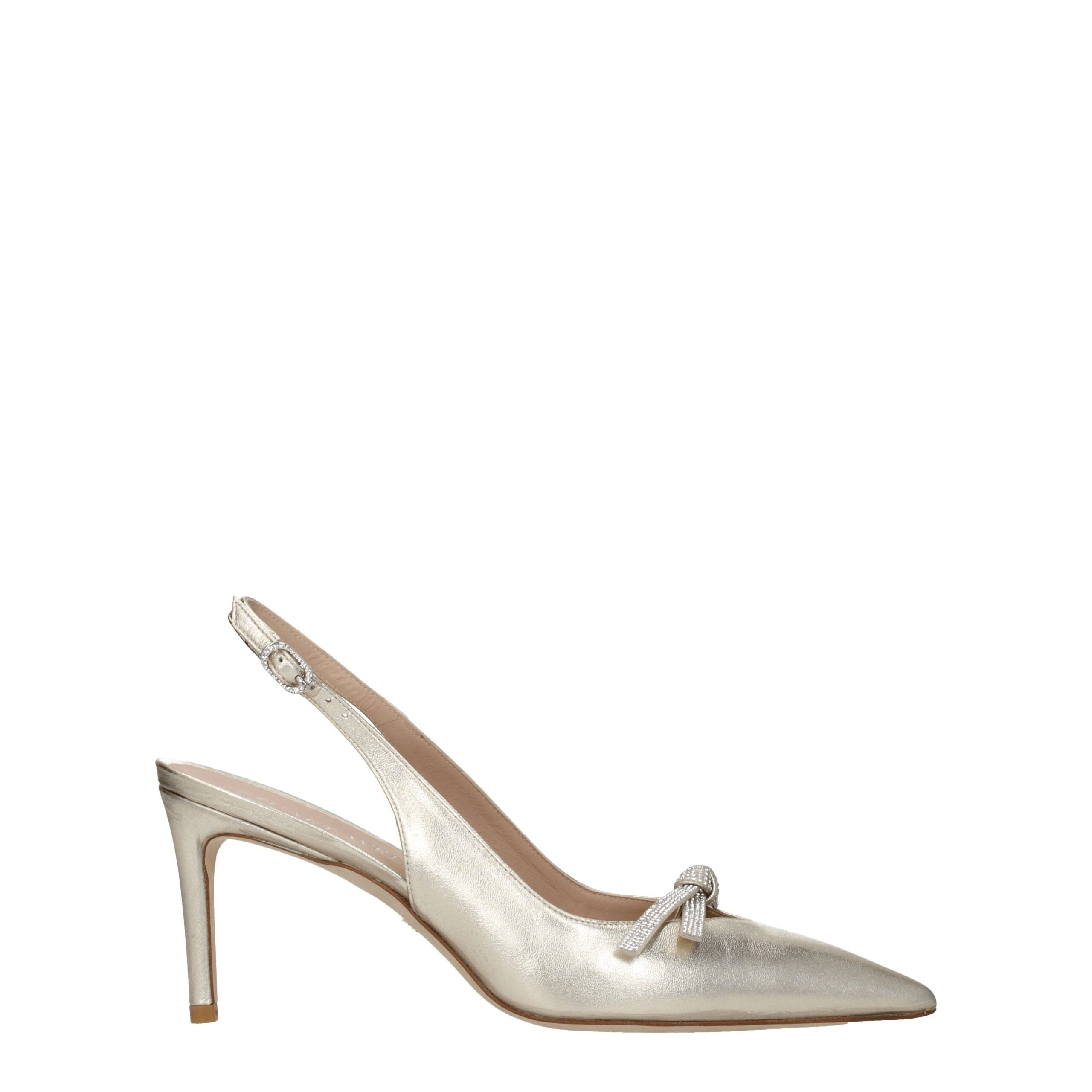Gold Leather Stiletto Heels Sandals