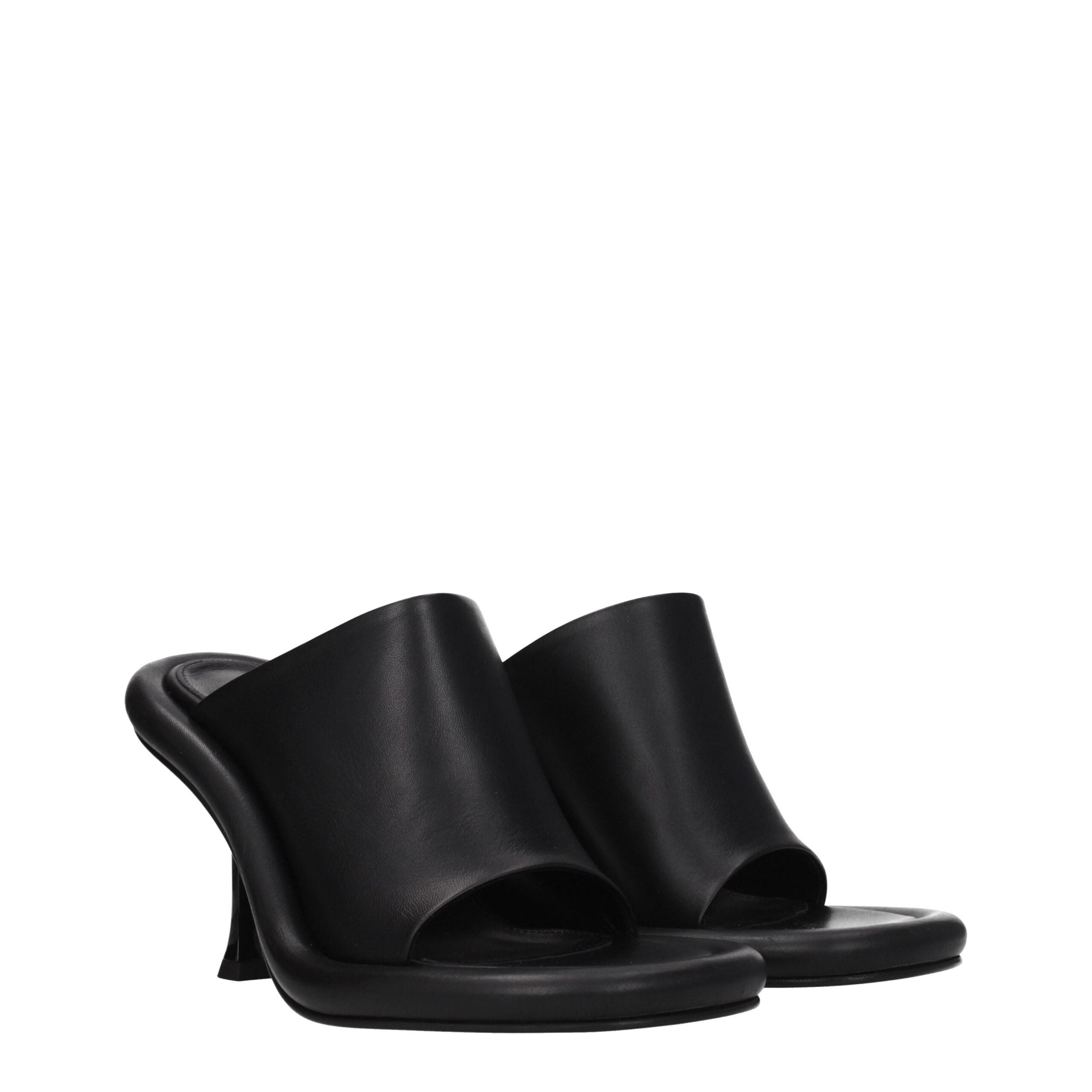 Black Leather Stiletto Heels Sandals