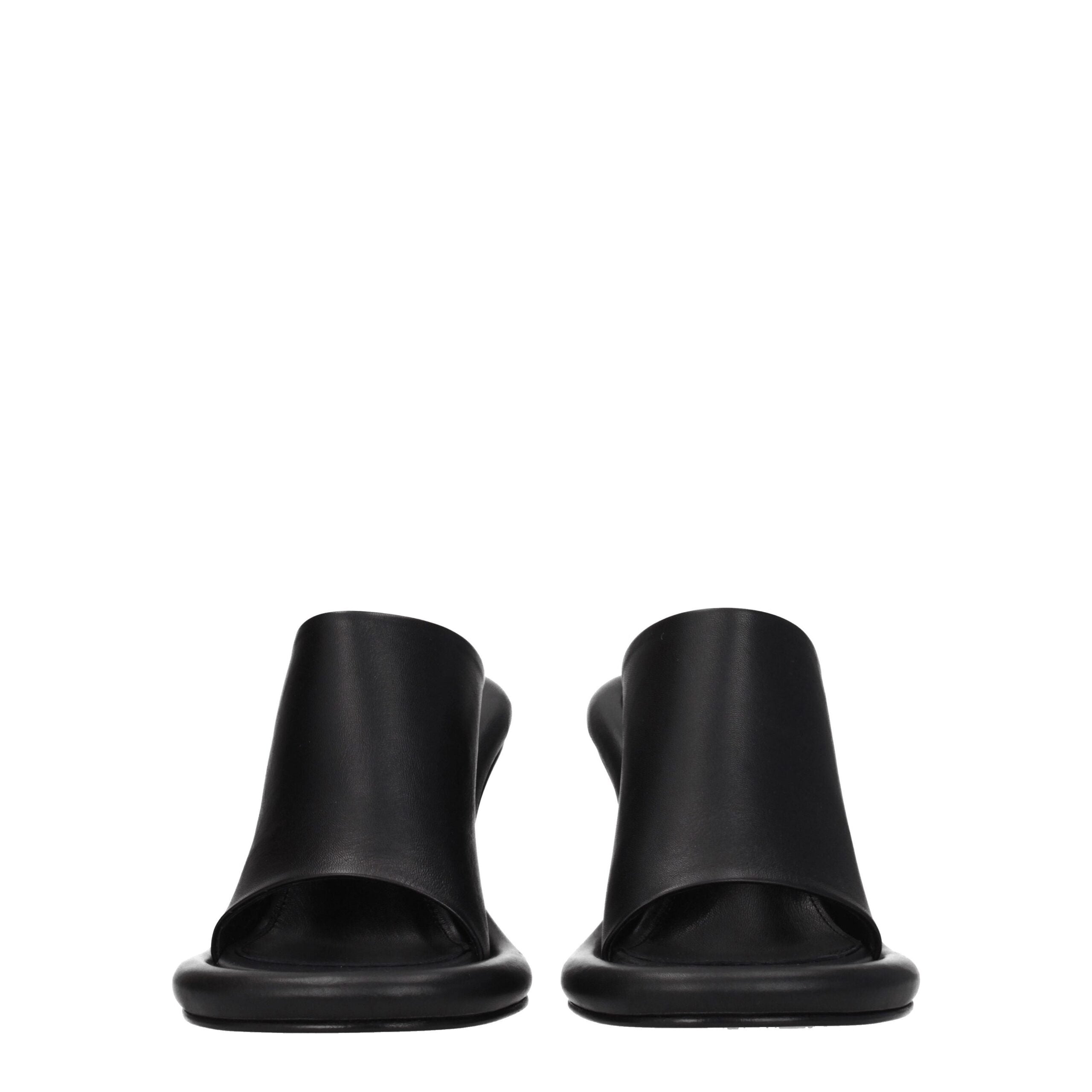 Black Leather Stiletto Heels Sandals