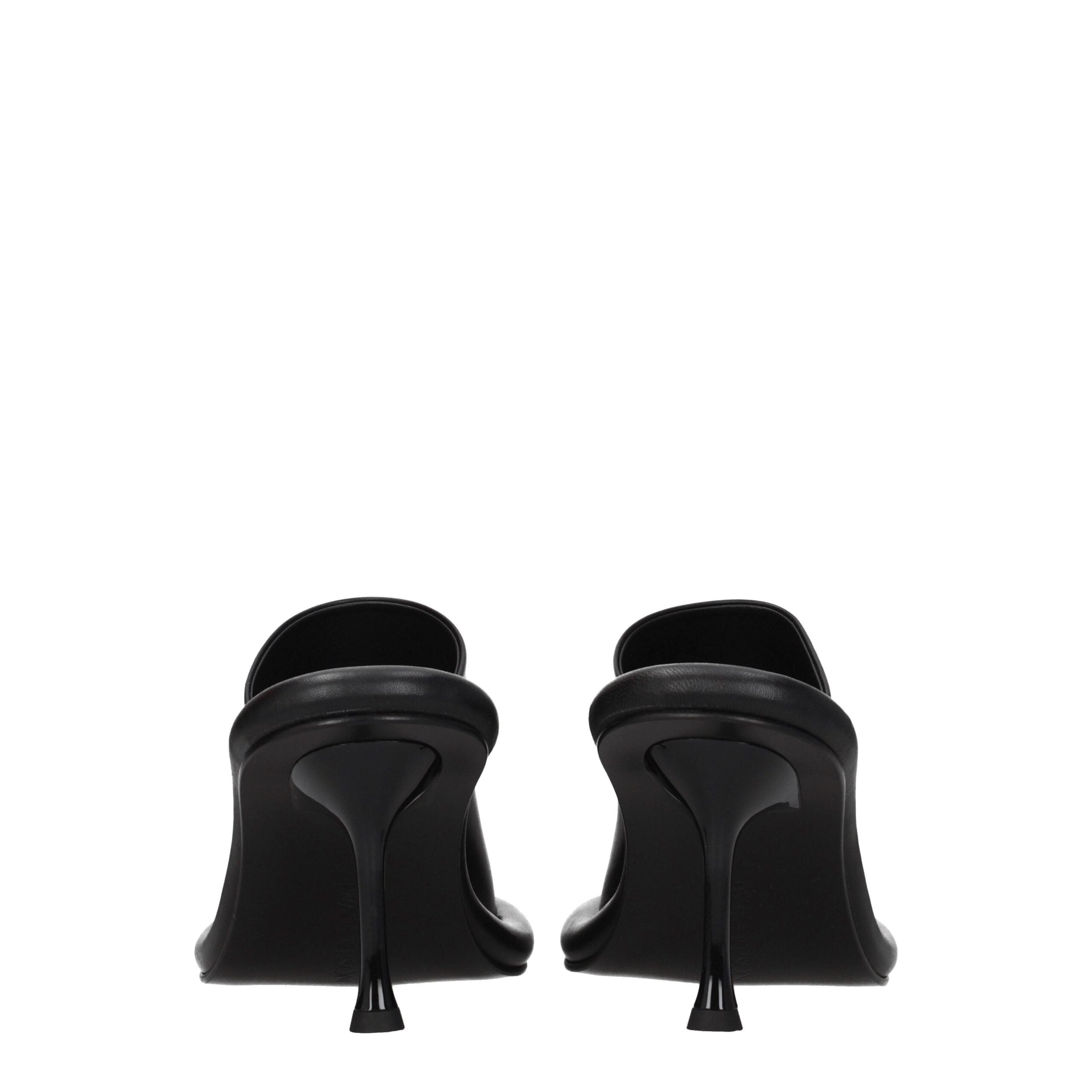 Black Leather Stiletto Heels Sandals