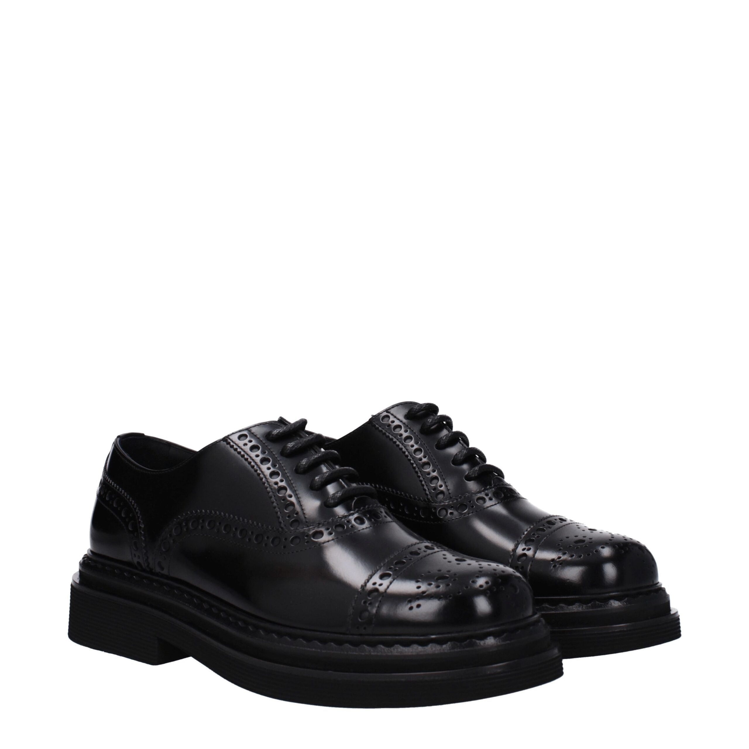 Black Leather Oxfords And Derbies
