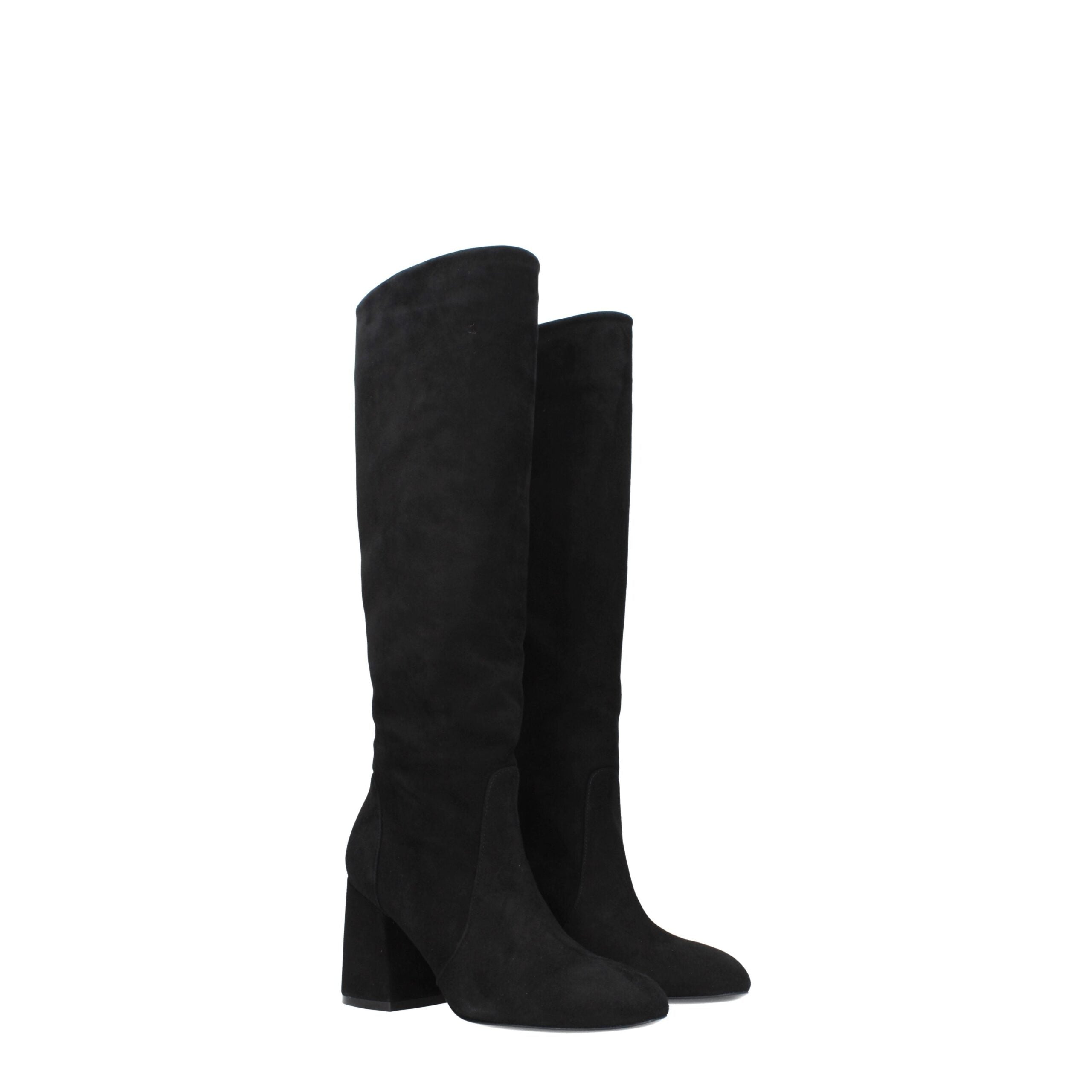 Black Leather High Heel Boots