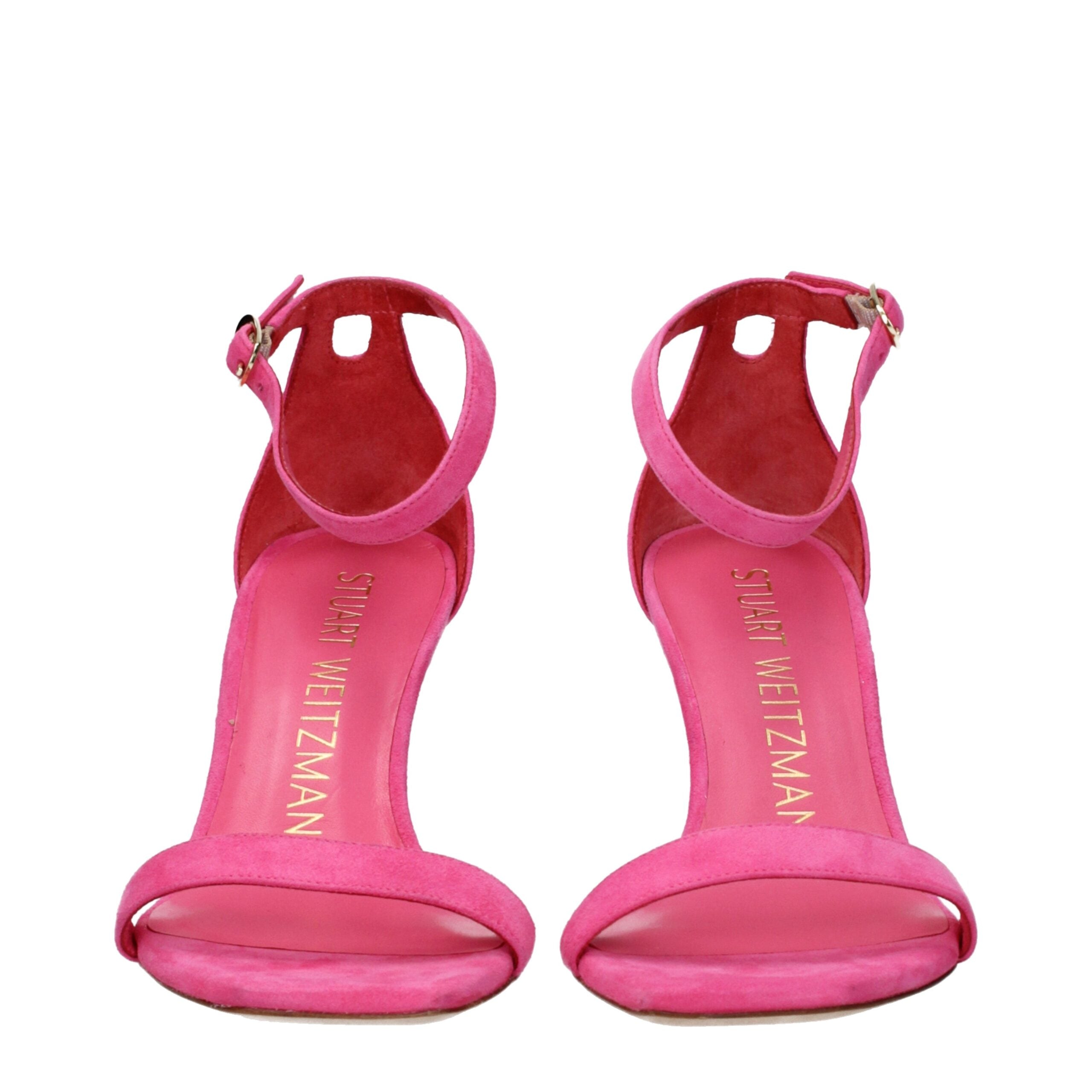 Pink Leather Stiletto Heels Sandals