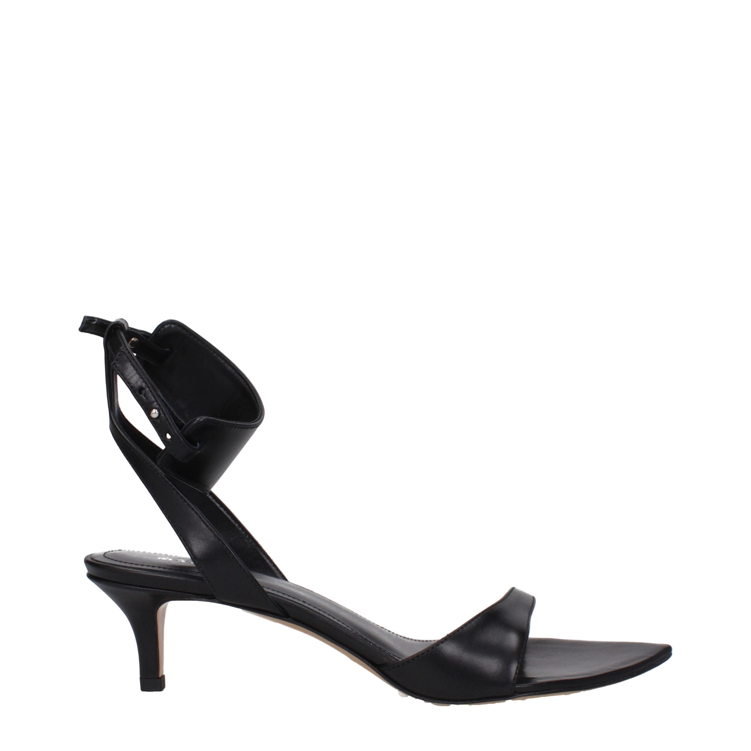 Black Leather Flat Sandals