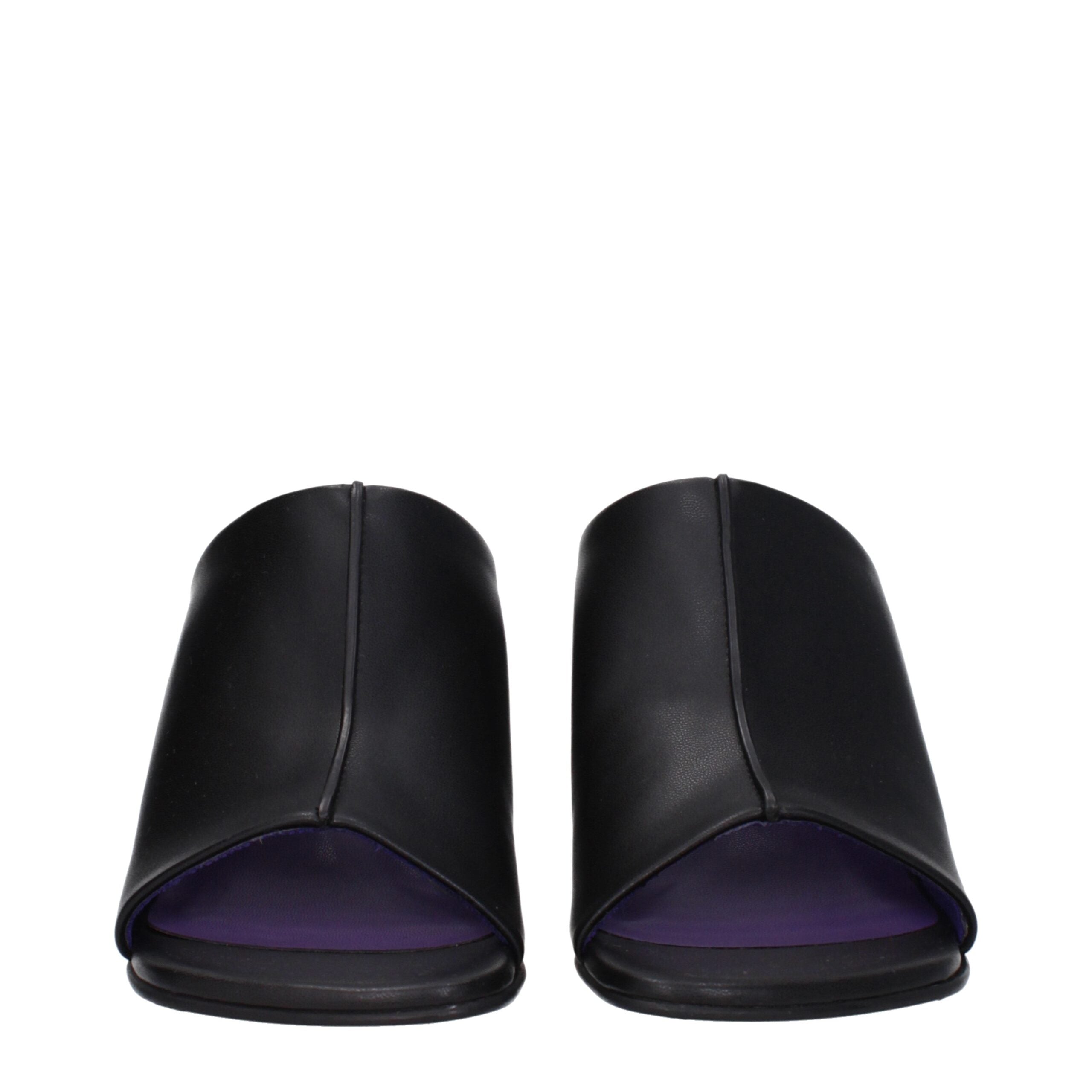 Black Leather Stiletto Heels Sandals