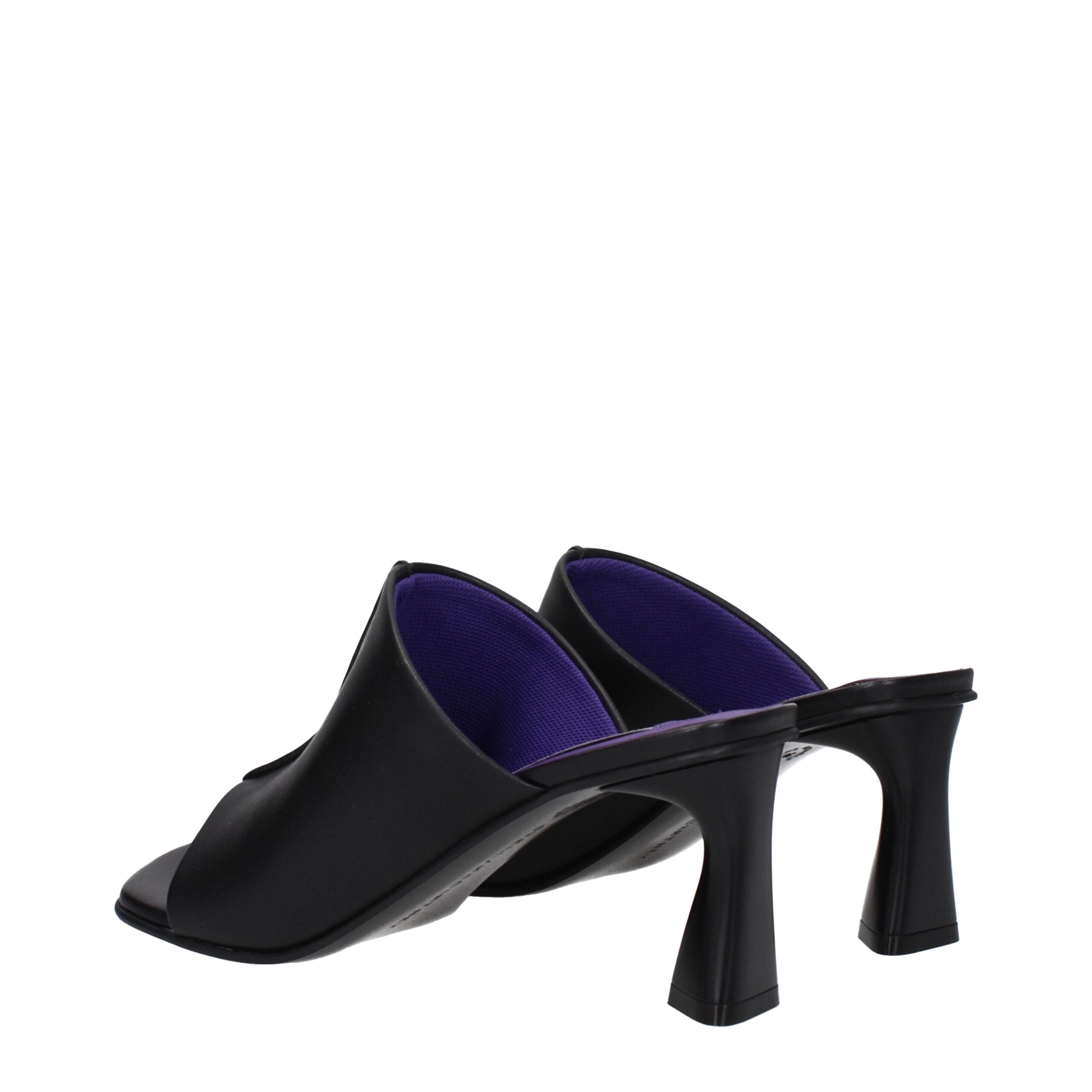 Black Leather Stiletto Heels Sandals