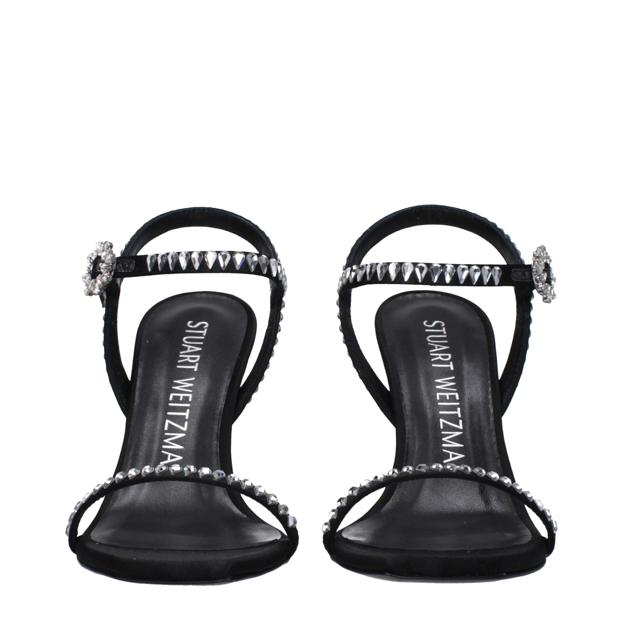 Black Satin Stiletto Heels Sandals