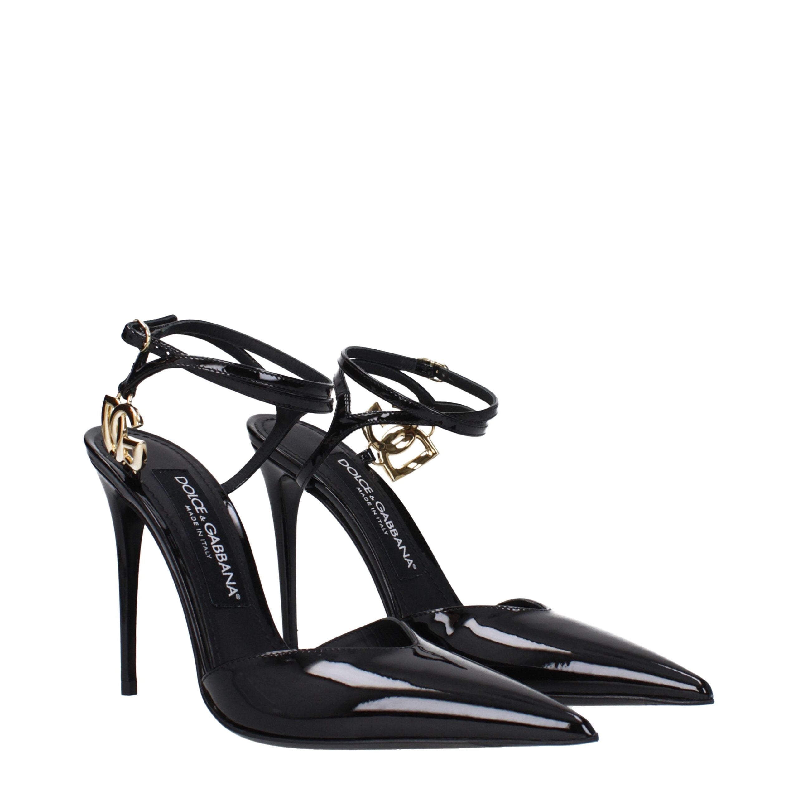 Black Leather Stiletto Heels Sandals