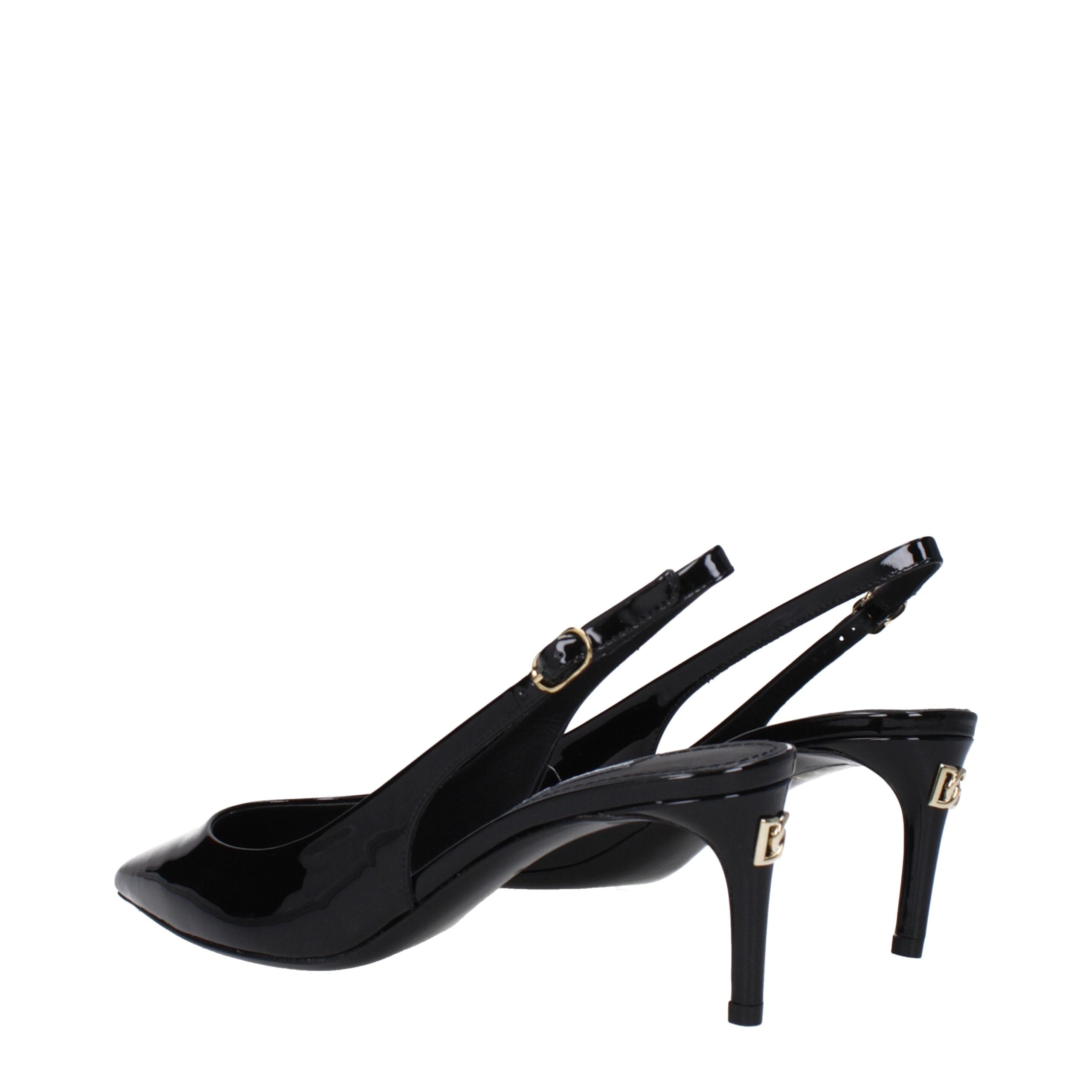 Black Leather High Heel Pumps