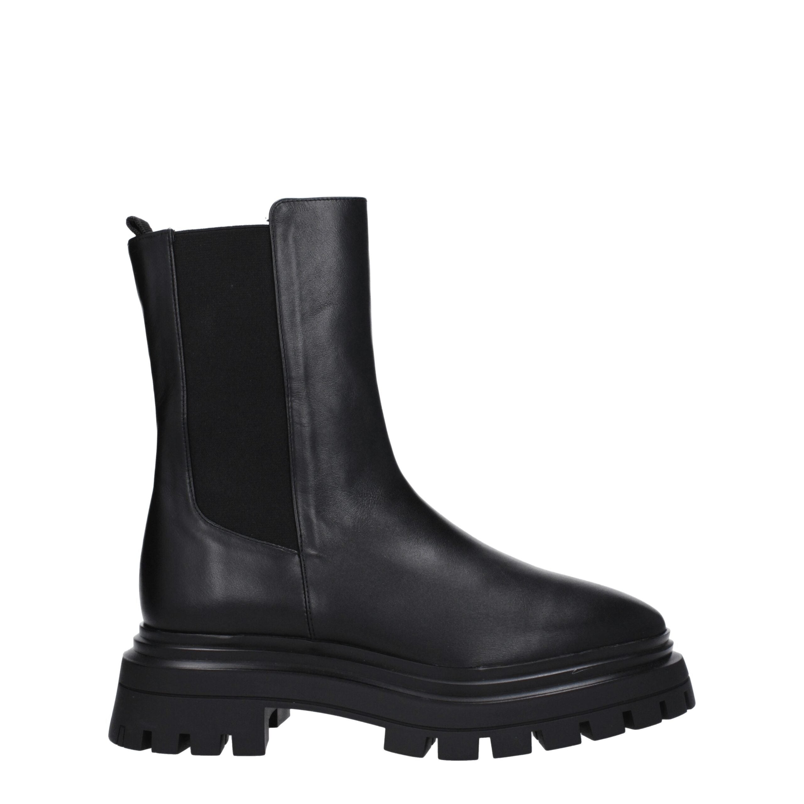Black Leather Ankle Boots