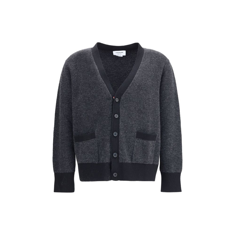 TEXTURED STITCH V NECK CARDIGAN IN WASHE