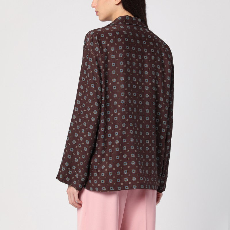 Moschino Brown silk patterned shirt