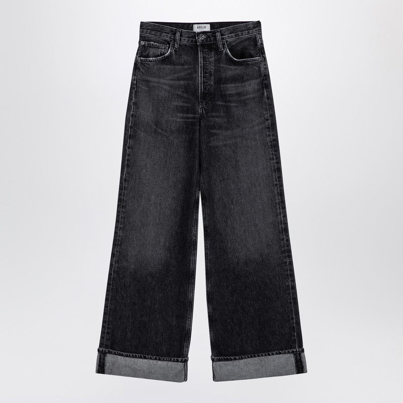 AGOLDE Dame dark grey wide ribbed denim jeans