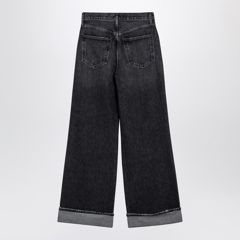 AGOLDE Dame dark grey wide ribbed denim jeans